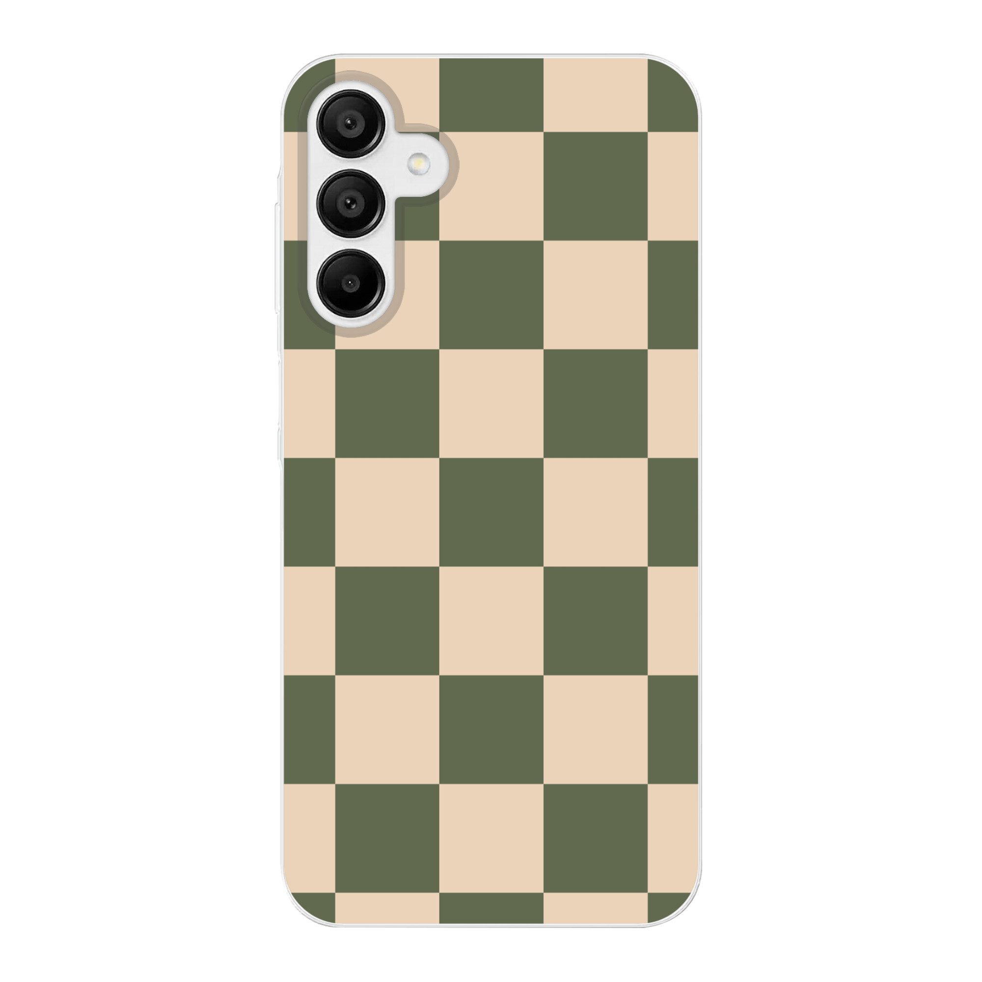 MuchoWow Handyhülle für Samsung Galaxy A15 Schachbrettmuster - Grün - Beige - Blöcke, Smartphone-Bumper, Print, Handy Schutzhülle Dünn