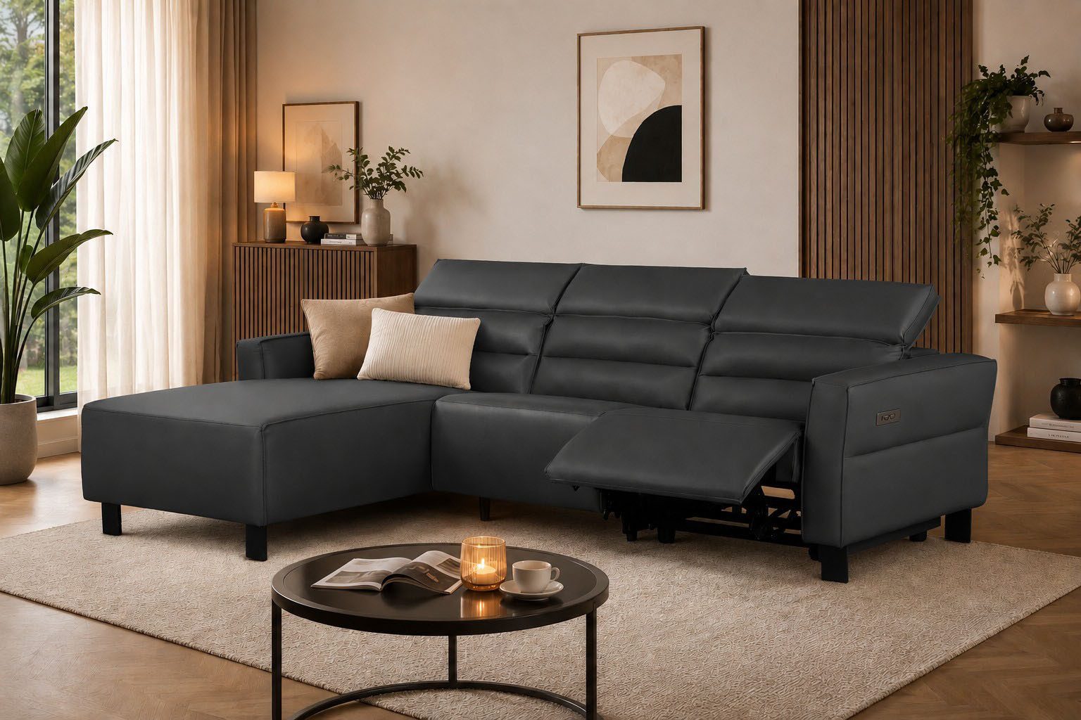 OTTO home Ecksofa Carpari, L-Form, 263 cm, manuelle o. elektrische Relaxfunktion, USB A/C und Kopfteilverstellung
