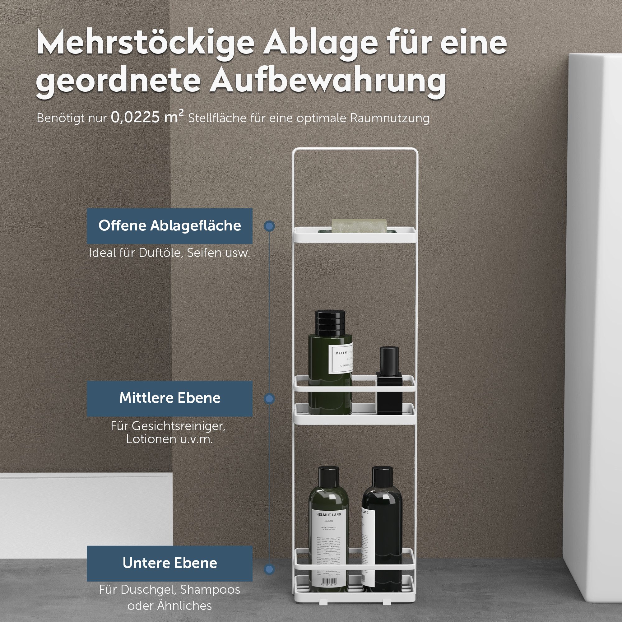 doporro Badregal Duschregal Badzimmerregal Bodenstehend 3 Etagen-Duschkorb günstig online kaufen