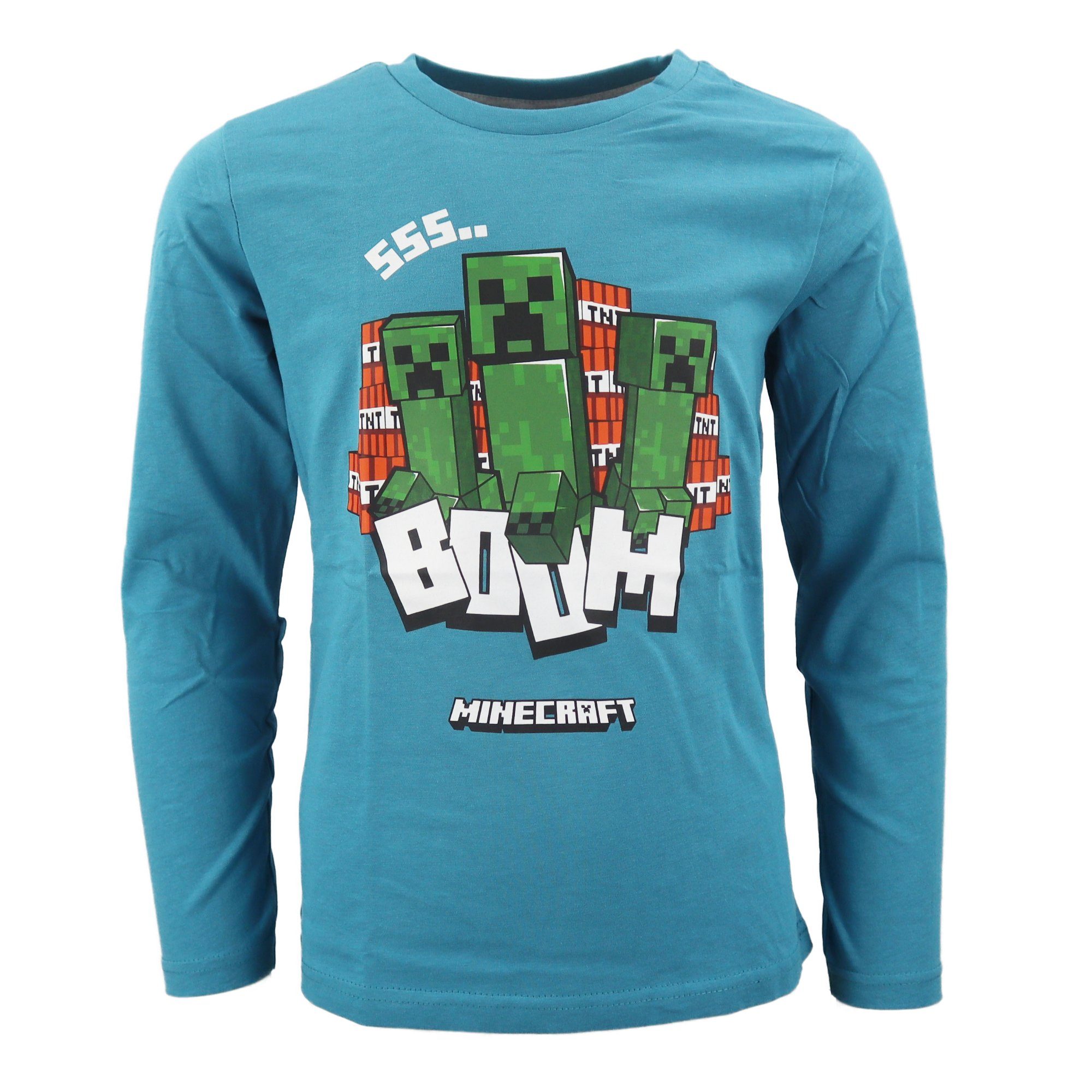 Minecraft Langarmshirt Minecraft Creeper Jungen Kinder langarm Shirt 100% Baumwolle