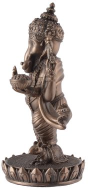 Vogler direct Gmbh Dekofigur Ganesha indischer Gott des Glücks - auf Lotusblüte by Veronese, von Hand bronziert, LxBxH: ca. 8x6x13cm