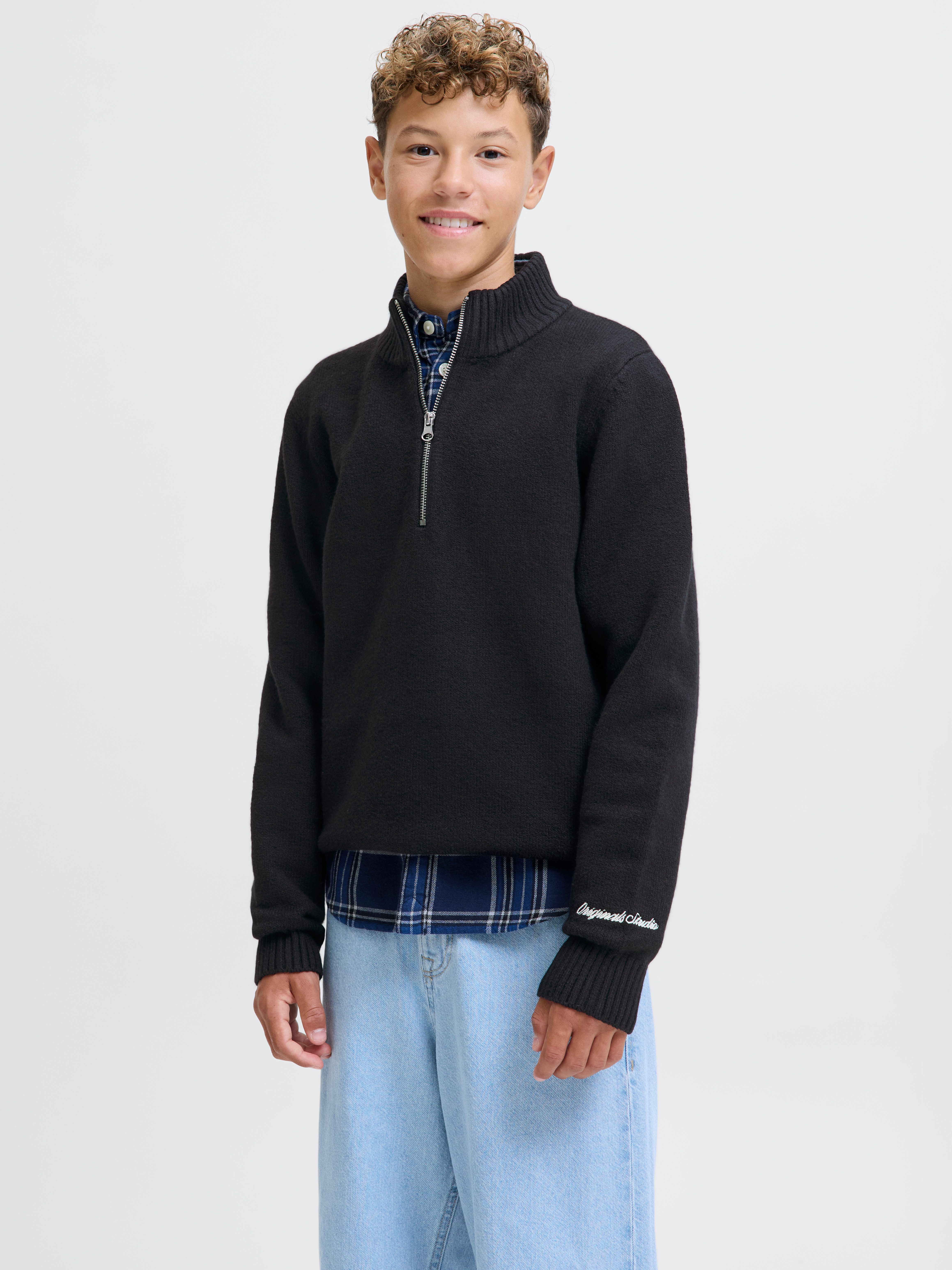 Jack & Jones Junior Troyer JORNORREBRO KNIT HALF ZIP JNR Baumwollmischung, locker geschnitten