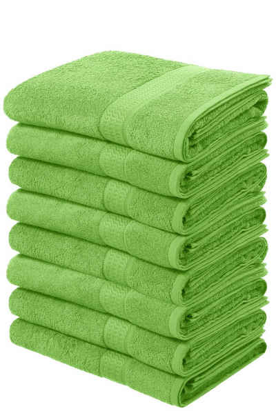 my home Handtücher Juna, 8 Handtücher 50x100, 100% Baumwolle, Walkfrottee (8-St), Set und als Serie, Handtuch-Set mit Bordüre, Uni-Farben, weich