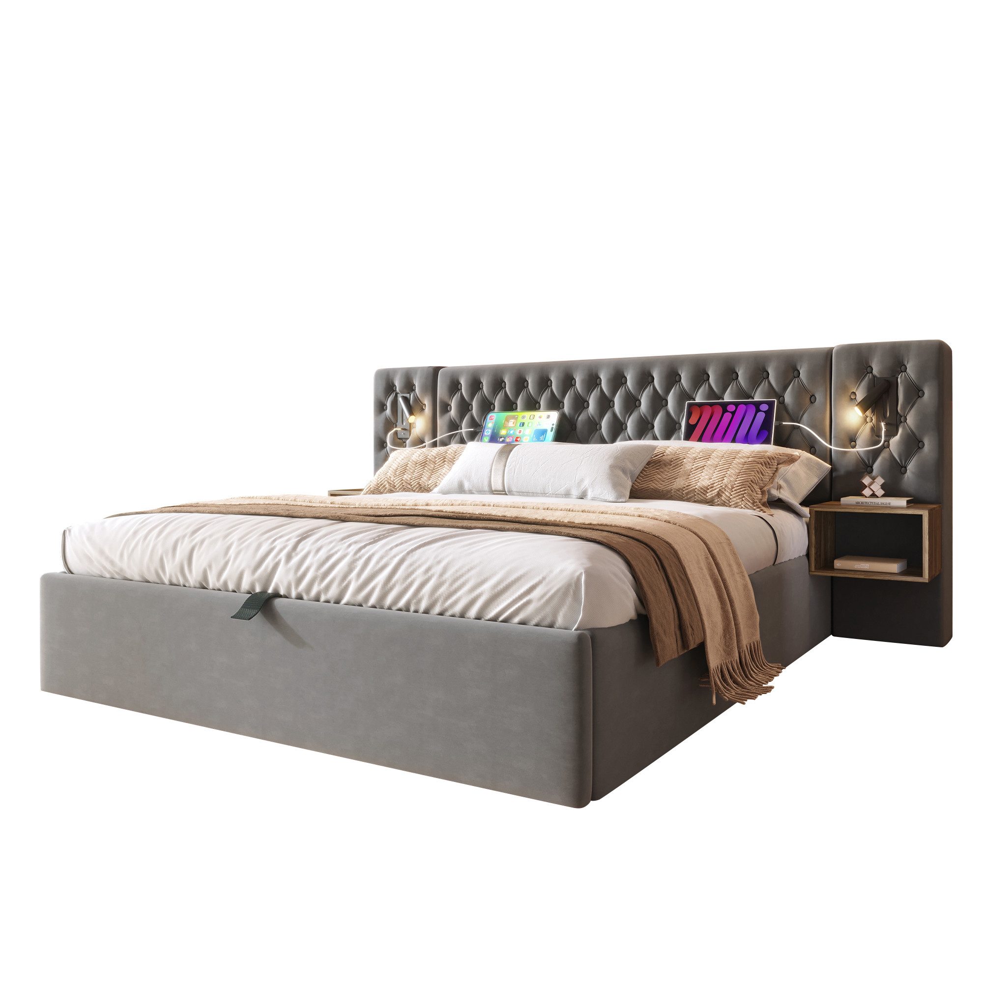 Odikalo Polsterbett Doppelbett Stauraumbett Schlafzimmer Set Hydraulisch günstig online kaufen