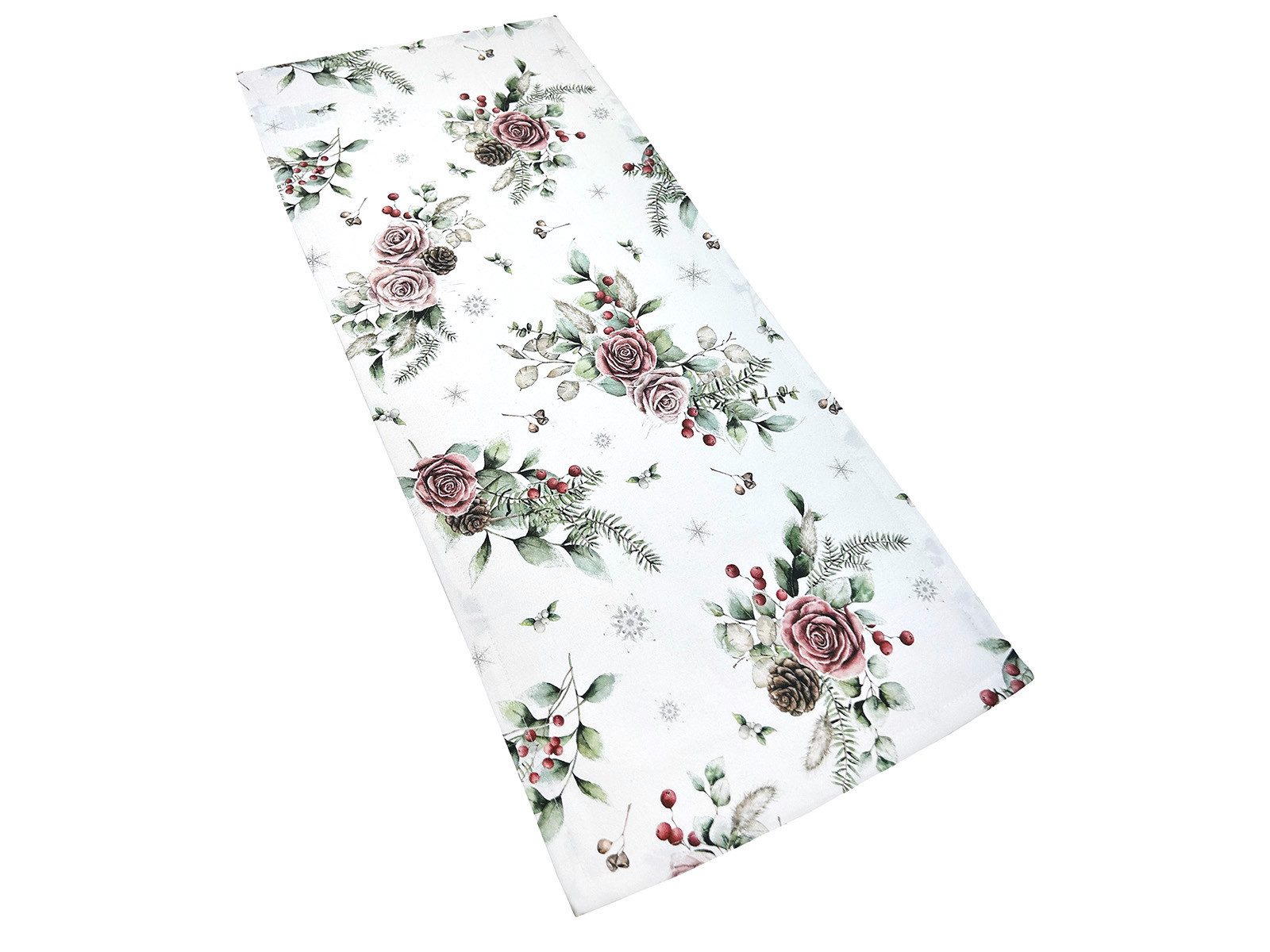 beties Узкие скатерти Magie des Winters Frost-Rose (1-tlg, 1 Stück Узкие скатерти), mit Rosen, Kiefernzapfen und Zweigen