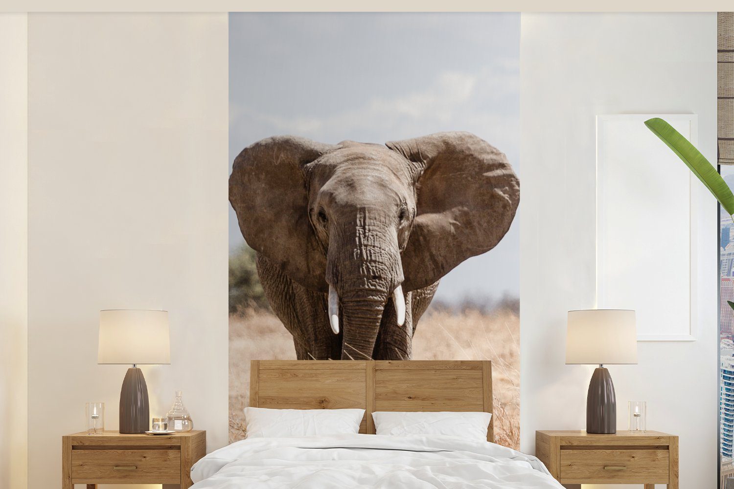 - Elefant Porträt, Vliestapete Fototapete bedruckt, Schlafzimmer - für Wohnzimmer - Natur Küche, MuchoWow Fototapete Matt, St), (2 Tiere