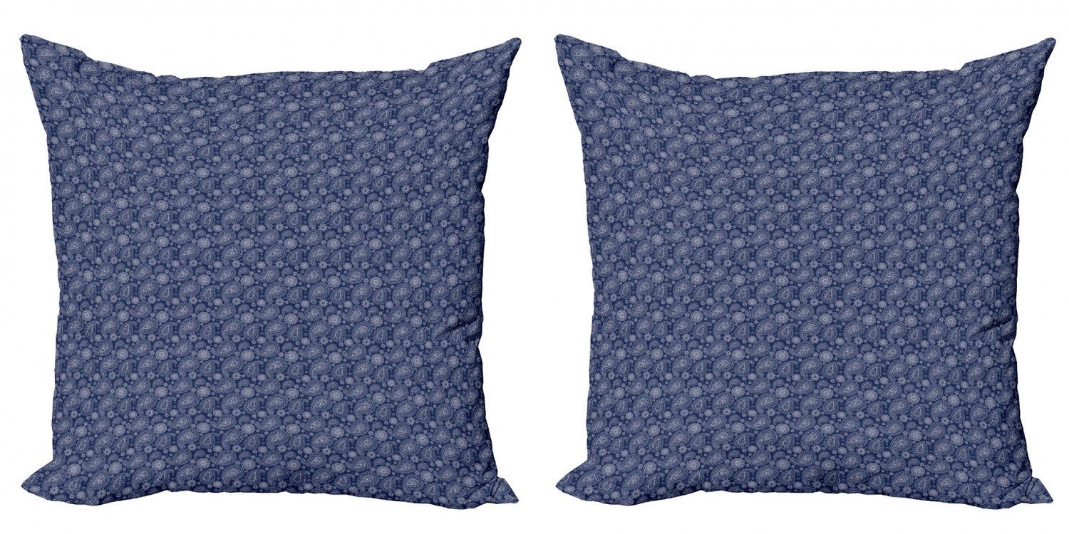 Digitaldruck, Stück), Modern Abakuhaus Doppelseitiger Accent Stil (2 Paisley Motive Sketch blau Kissenbezüge