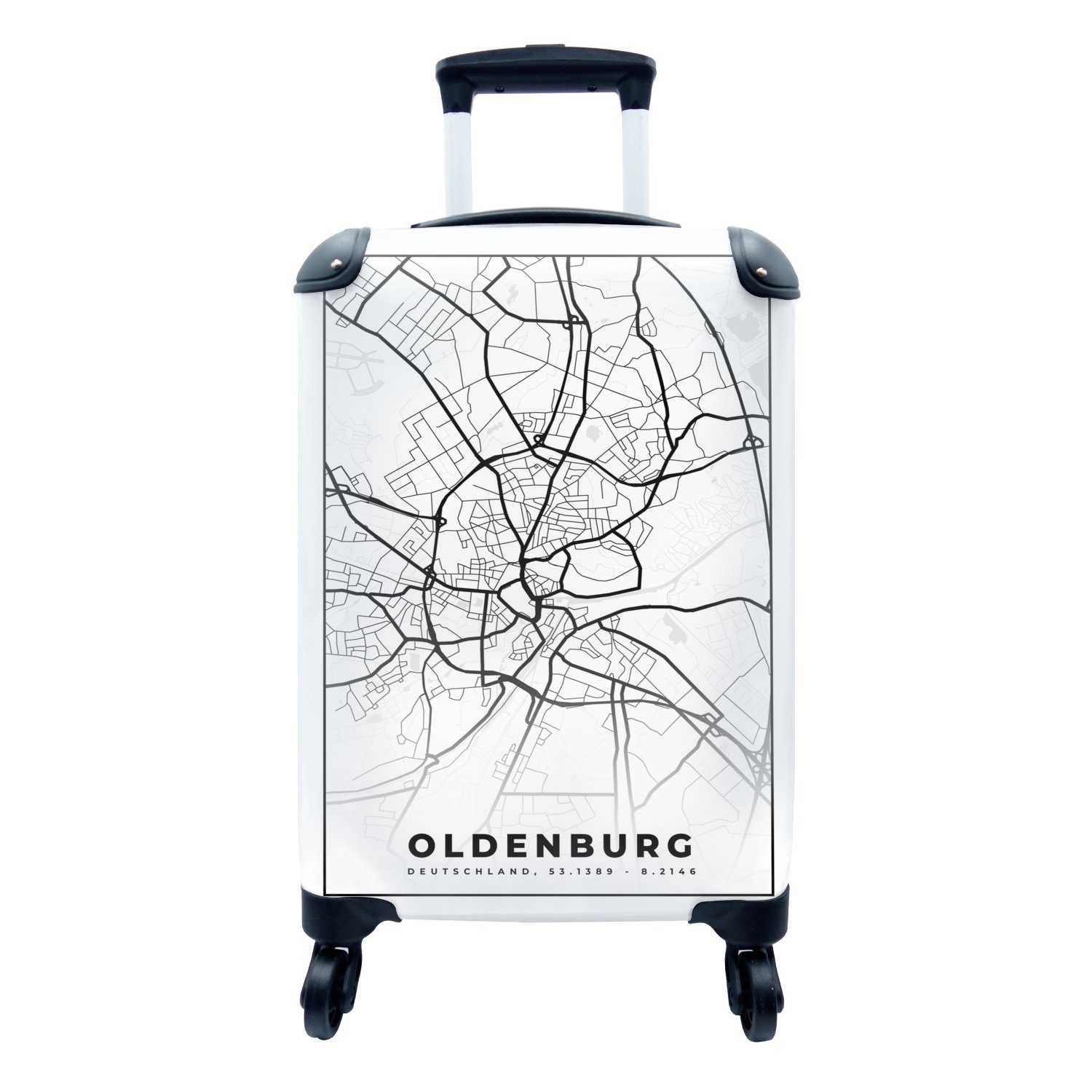 MuchoWow Handgepäckkoffer Karte - Karte von Oldenburg, 4 Rollen, Reisetasche mit rollen, Handgepäck für Ferien, Trolley, Reisekoffer