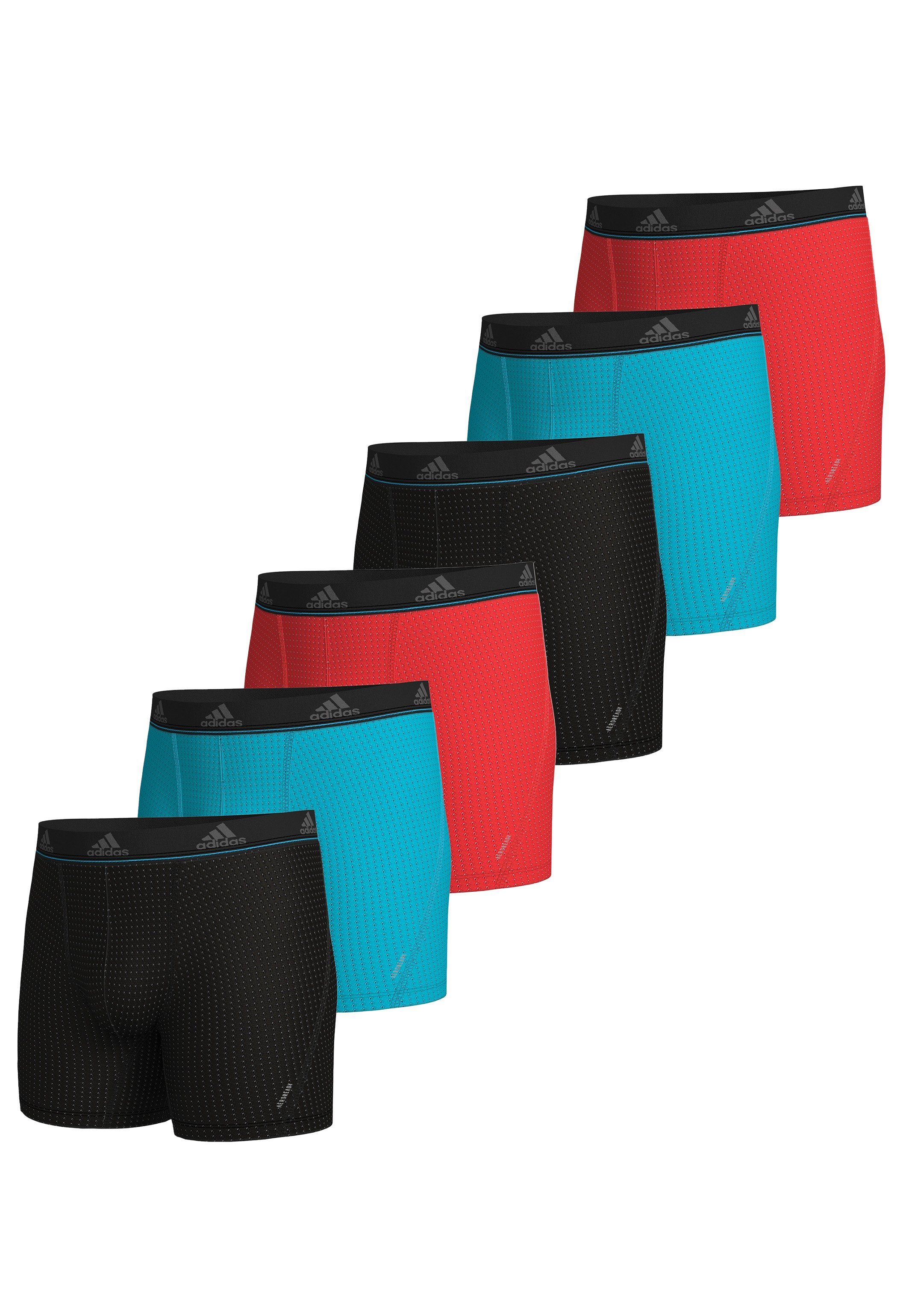 adidas Sportswear Material Pant (Spar-Set, Ohne Micro - Pack 4-Way-Stretch Vented Flex Schwarz Retro / - 6-St) Eingriff Blau Short Active / Boxer Retro / Rot 6er Flexibles