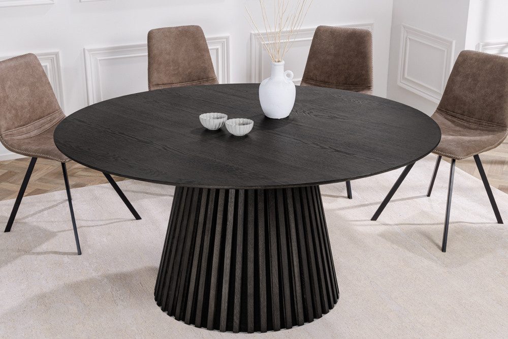 riess-ambiente Esstisch VALHALLA WOOD 120cm schwarz · runder Küchentisch im Japandi-Design (Einzelartikel, 1-St), 6 Personen · Säulenfuß aus Massivholz · Eiche – Bild 3 von 5