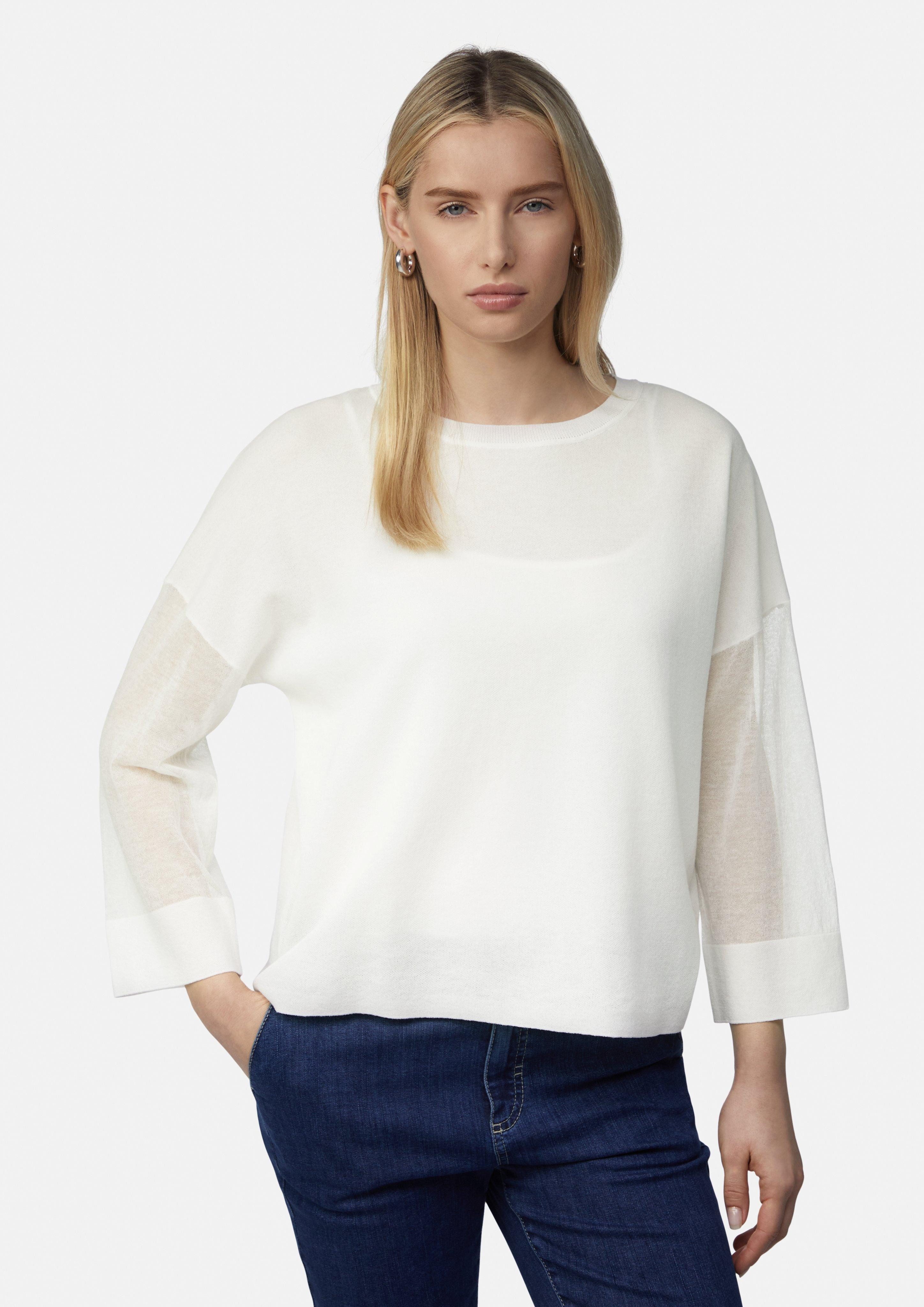 Comma Langarmshirt Semi-transparentes Feinstrickshirt mit verkürzten günstig online kaufen