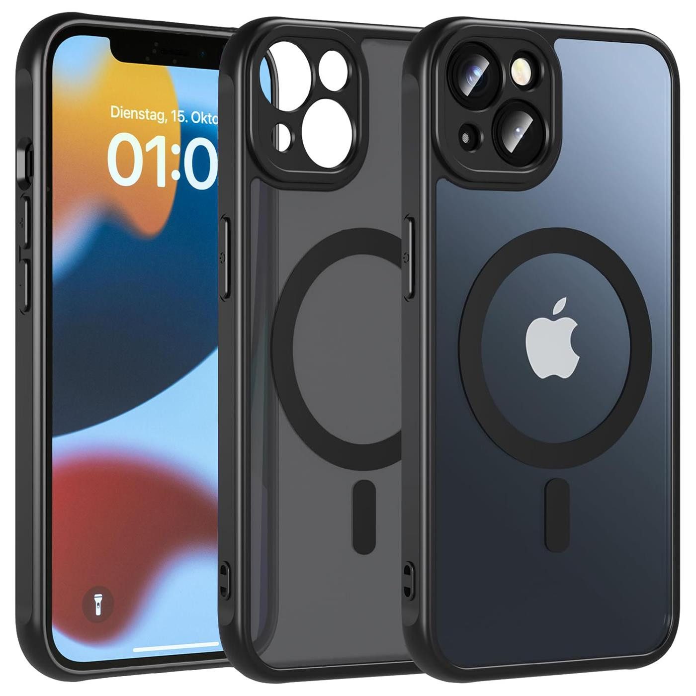 CoolGadget Handyhülle Magnet-Hülle für iPhone 12 Schutzhülle magnetisch 6,1 Zoll, Hülle Matt Stoßfest kompatibel mit Magsafe Zubehör Kameraschutz Case