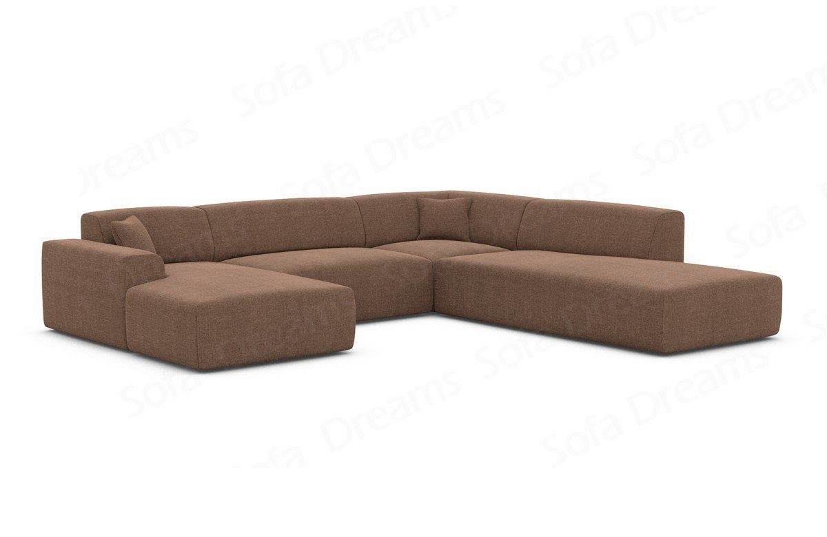 Strukturstoff U-Form Dreams Lounge Mallorca Stoffsofa Designer U Loungesofa Wohnlandschaft Sofa Sofa Modern, dunkelbraun18