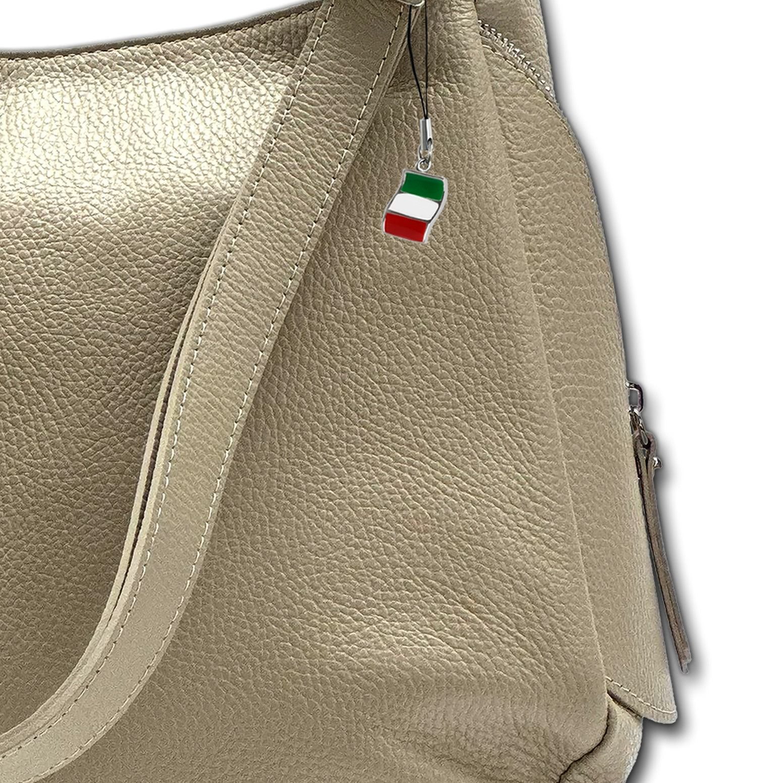 FLORENCE Umhängetasche Florence Damen Umhängetasche Leder Tasche (Umhängetasche), Damen Umhängetasche Leder, helltaupe, beige ca. 35cm x ca. 28cm hoch
