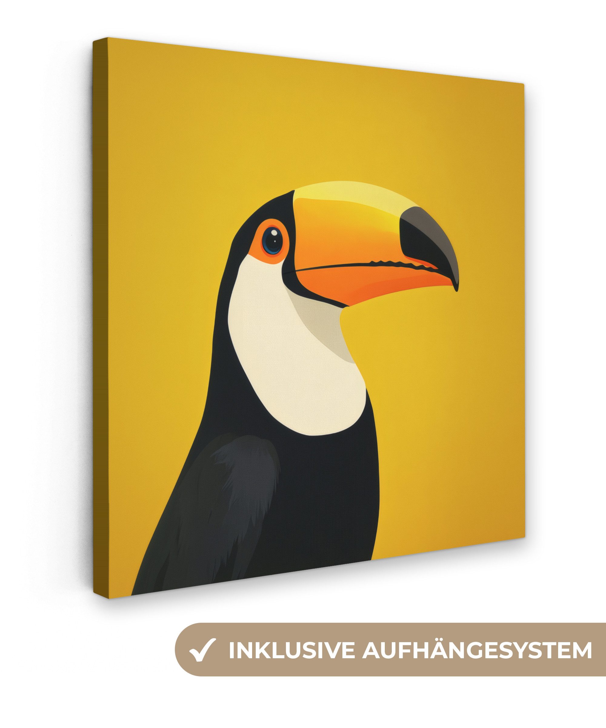 OneMillionCanvasses® Leinwandbild Tukan - Minimalistisch - Schnabel - Orang günstig online kaufen