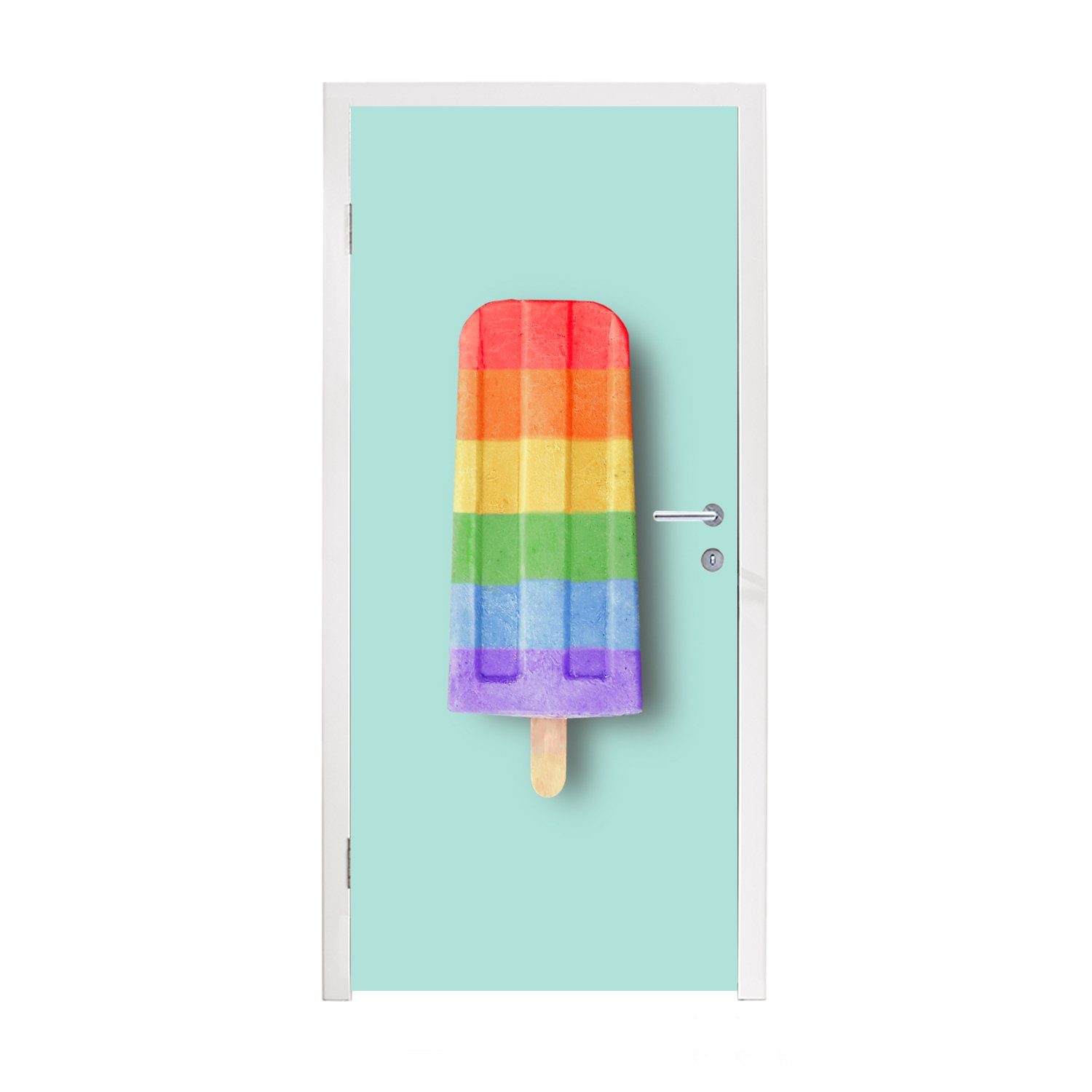 MuchoWow Türtapete Regenbogen-Eiscreme, Fototapete bedruckt, für cm St), Matt, 75x205 Türaufkleber, Tür, (1