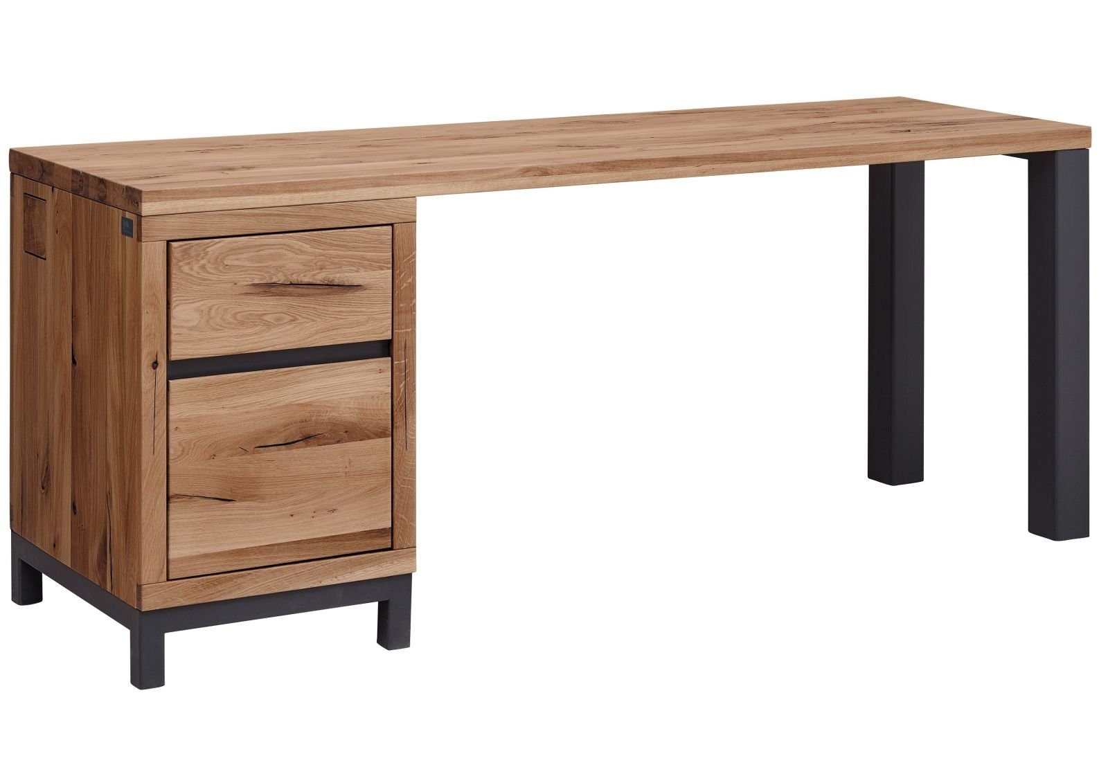 Massivmoebel24 Schreibtisch VILLANDERS (Massivholz, Massivholztisch), Schreibtisch Wildeiche 180x55x76 tabacco geölt VILLANDERS #344