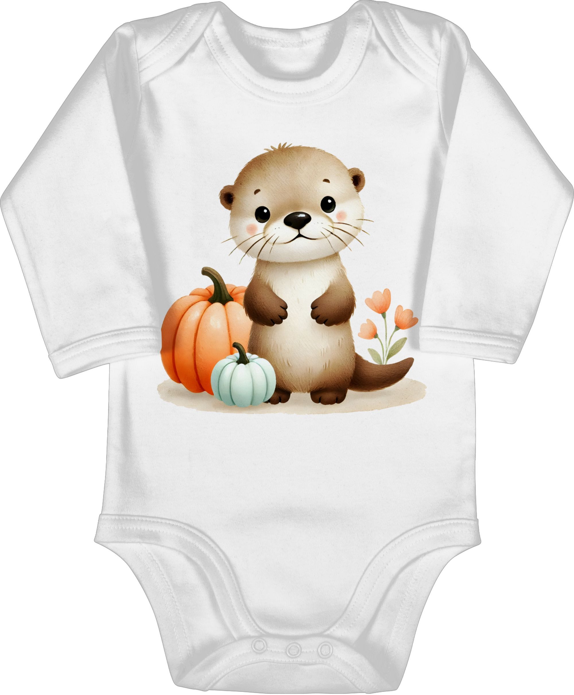 Shirtbody Süßer Otter mit Kürbis, Herbstliches Baby und Kinder Motiv, Niedlich