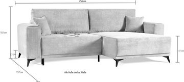 WERK2 Ecksofa Scandic L-Form, Moderne Eckcouch in Cord, Sofa mit Schlaffunktion & Bettkasten