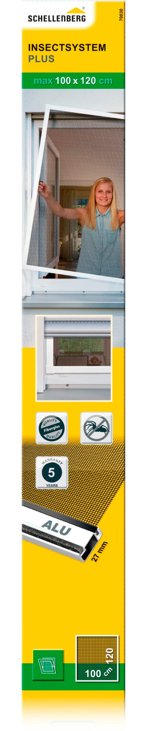 SCHELLENBERG Insektenschutz-Fensterrahmen Fliegengitter Fenster Plus, (Set, 1-St), aus Aluminium, 100 x 120 cm und 130 x 150 cm, anthrazit und weiß