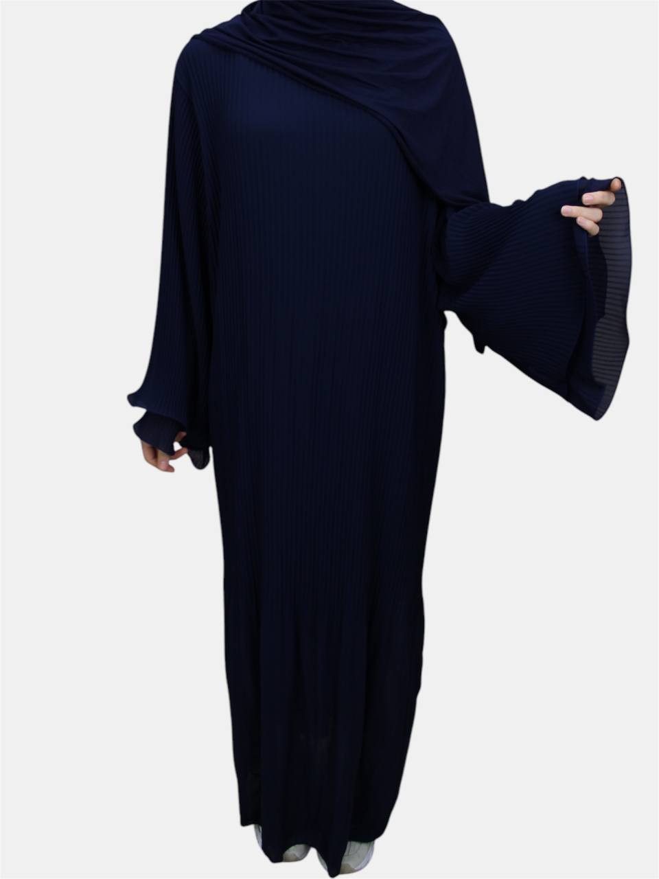 Aymasal Plisseekleid Plisseekleid Miray mit Ballonärmeln und Gürtel (Einzelartikel) Plisseestruktur; Ballonärmel; Gürtel; langer Schnitt