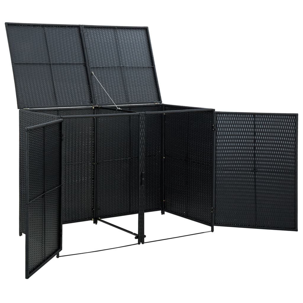 vidaXL Mülltonnenbox Poly 148x80x111 für cm Tonnen Mülltonnenbox 2 Rattan Schwarz