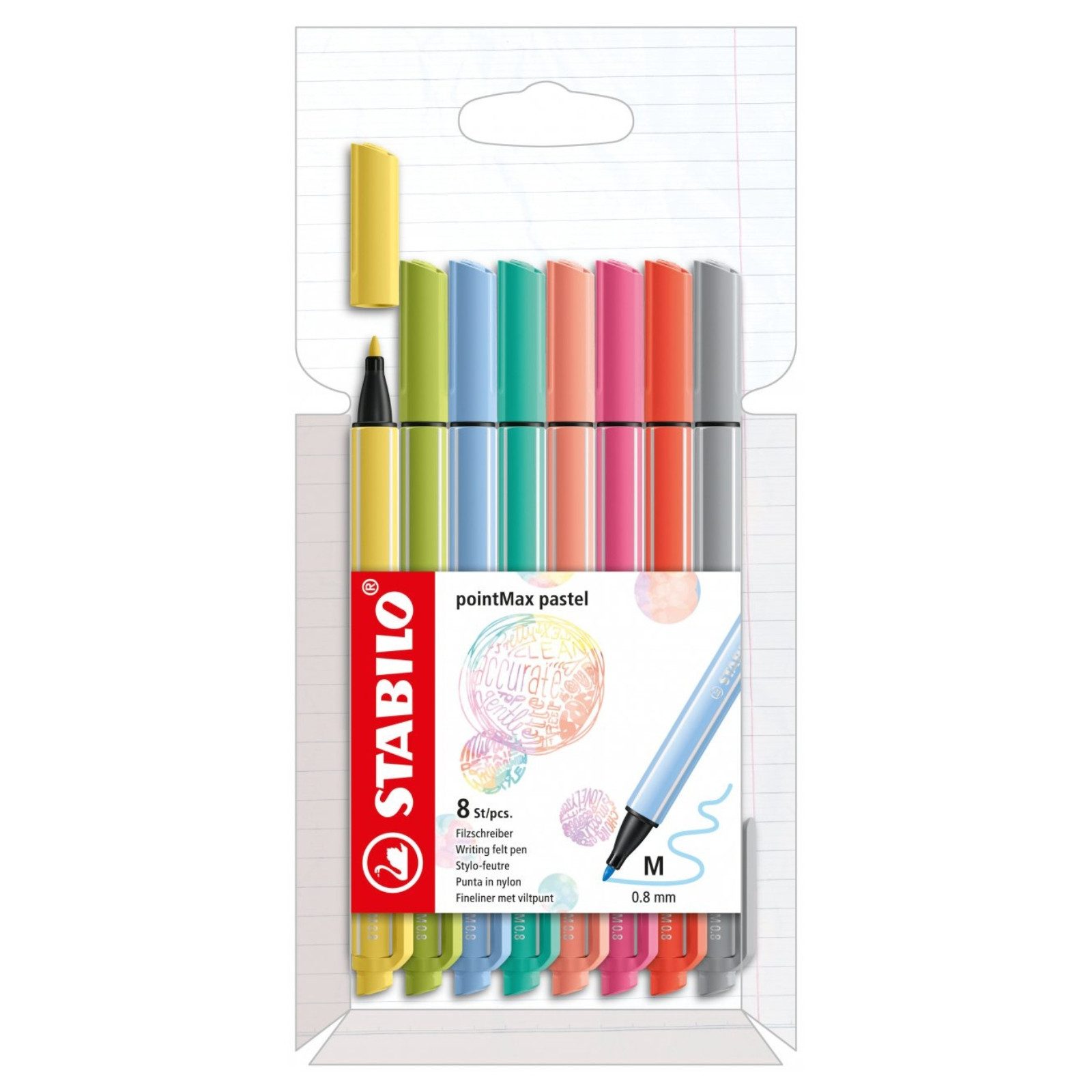 STABILO Faserstift STABILO pointMax Filzstift - 0,8 mm - 8er Set - pastell