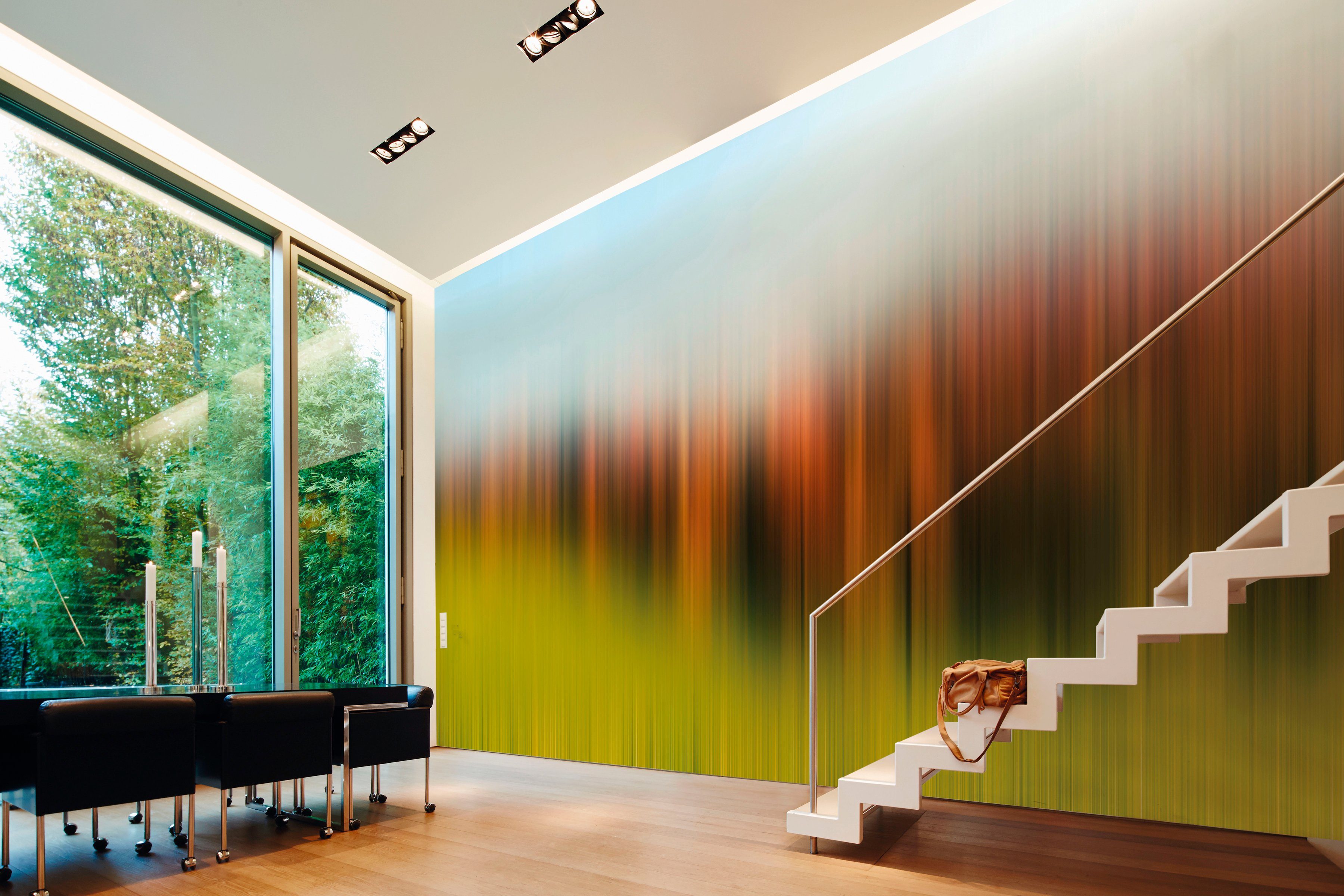 glatt, abstrakt, Tree Wand, Row Fototapete hellblau/hellgrün Decke Atelier Architects 47 Diffused Schräge, Paper St), (5 2, Vlies,