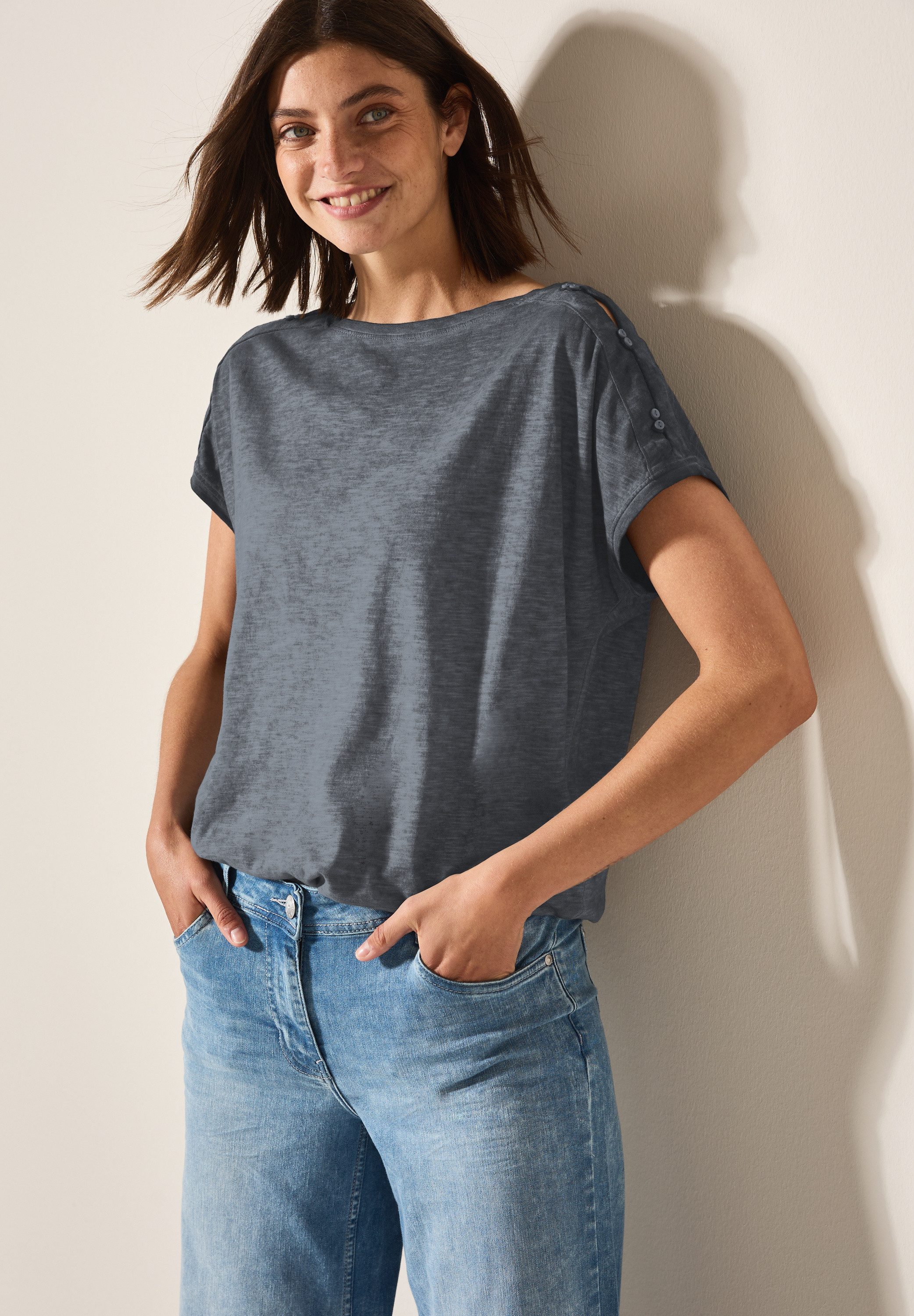 CECIL T-Shirt mit Knopfdetails an der günstig online kaufen