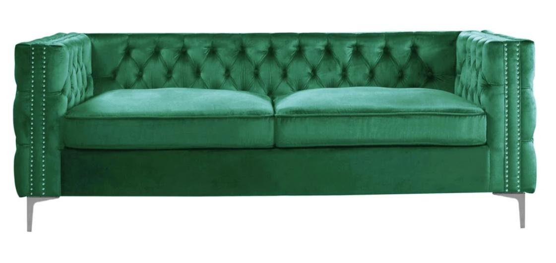 JVmoebel Sofa Europe in Dreisitzer Made Stoff Chesterfield Grün Design, Wohnzimmer Silber