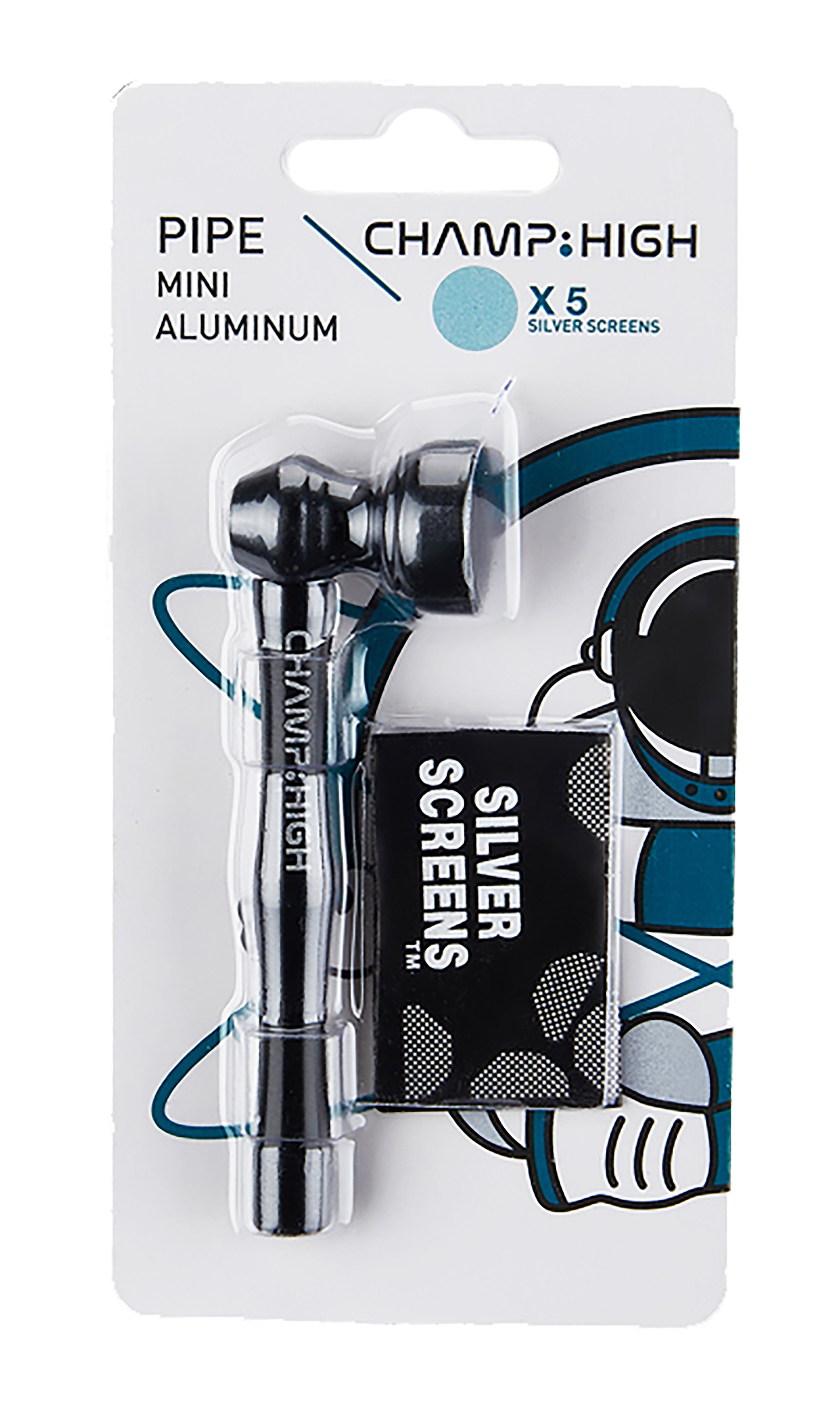 CHAMP HIGH Signalpfeife MINI PFEIFE ALU 8,5cm lang + 5 Sieben Rauchpfeife 83 (Schwarz), Handpfeife Tabakpfeife Tabak Pipe