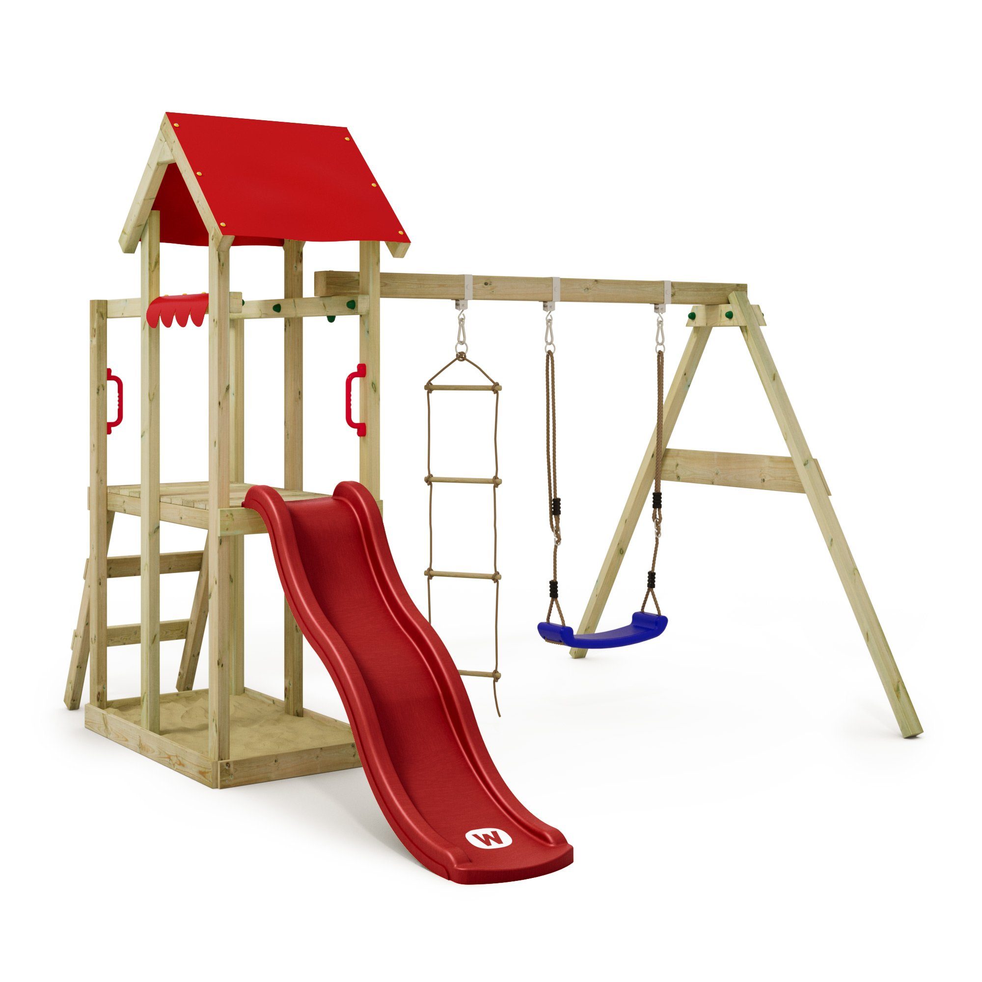 Wickey Spielturm TinyPlace für Kleinkinder mit Schaukel & Rutsche, 10-Jahre Garantie*, Integrierter Sandkasten