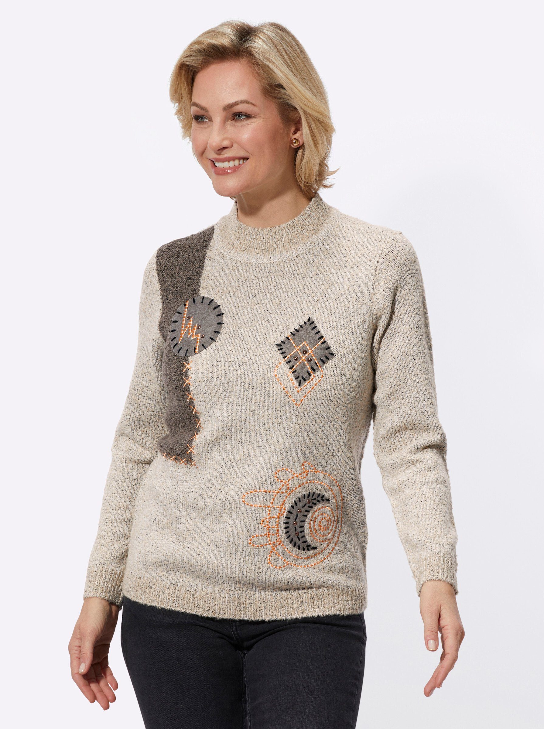 Strickpullover Pullover Langarm Bouclé
