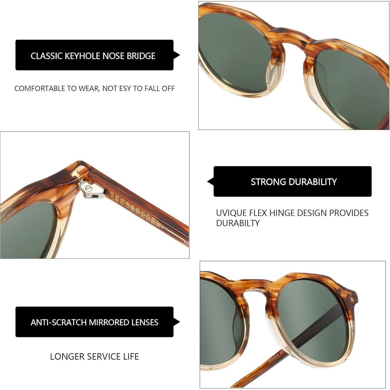 LuxusKollektion Retrosonnenbrille Sonnenbrille Vintage Rund C07 Heller Schildpatt Rahmen Grau Linse