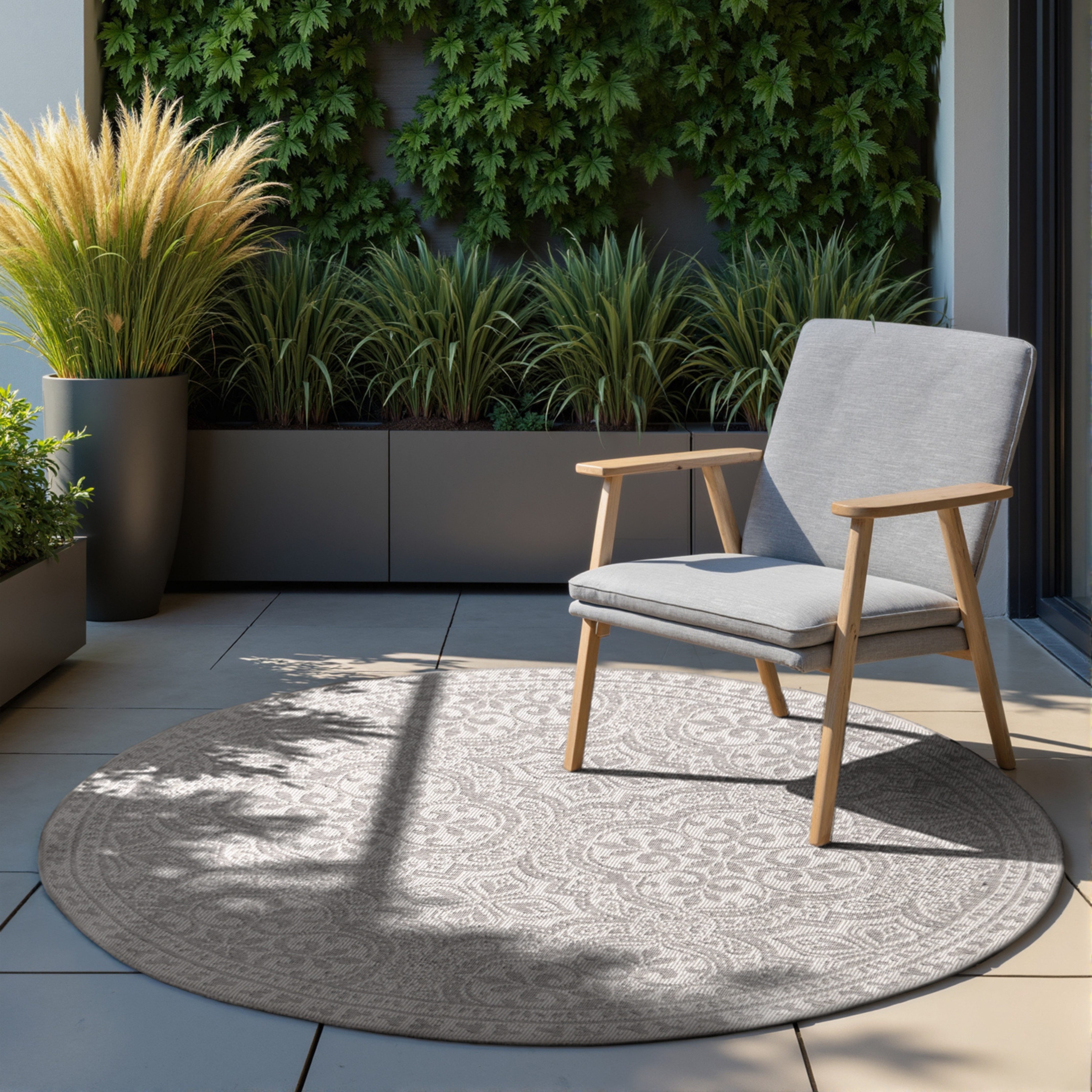 HANSE Home Outdoorteppich Rosel Wendetppich, rund, Höhe: 5 mm, In und Outdoor, Flachgewebe, wetterfest, pflegeleicht, robust