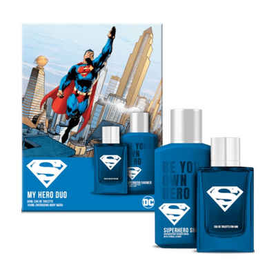 DC Comics Parfümzerstäuber DC Comics Superman My Hero Duo Eau de Toilette EdT 50ml + Duschgel 150