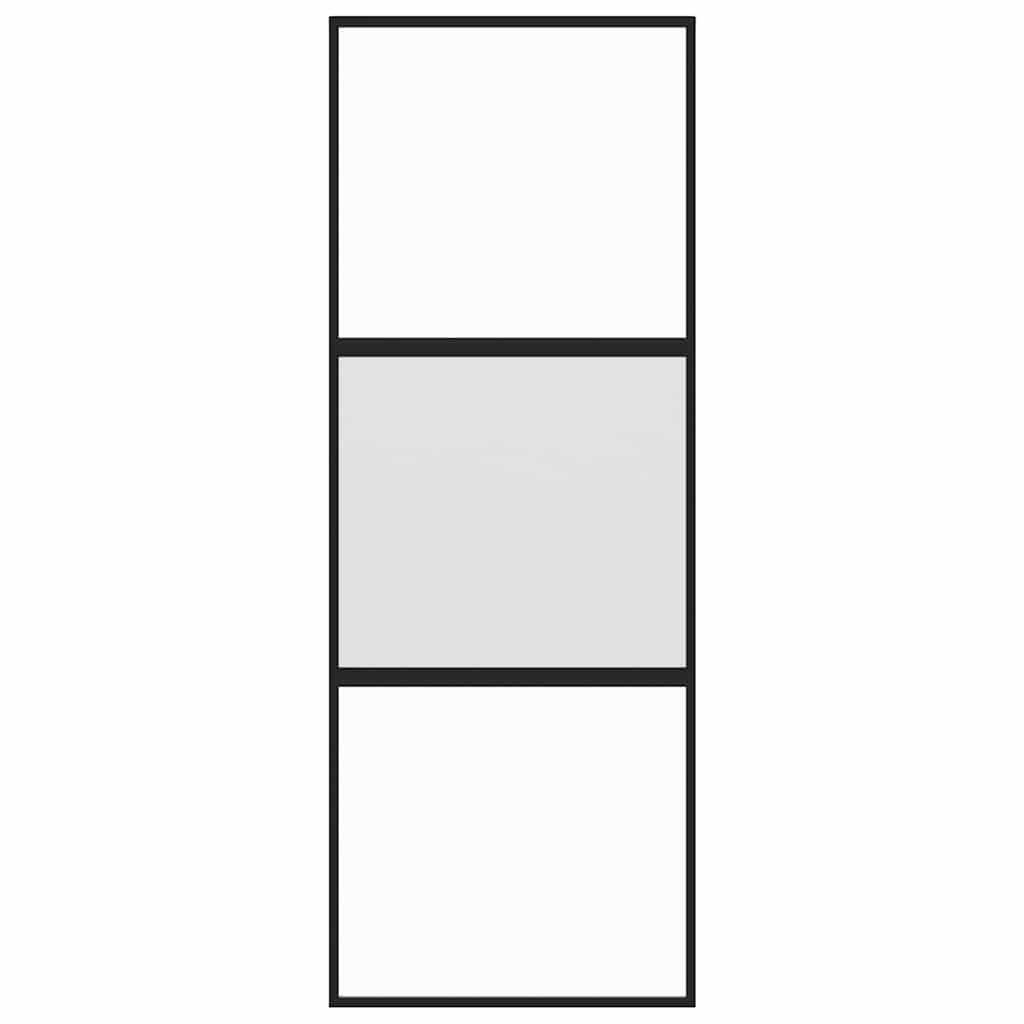 vidaXL Haustür Schiebetür Schwarz 76x205 cm Hartglas und Aluminium (1-St)