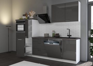 Küchen-Preisbombe Küchenzeile Lara Grau + Weiß 280 cm Küche Einbauküche Küchenblock Singleküche