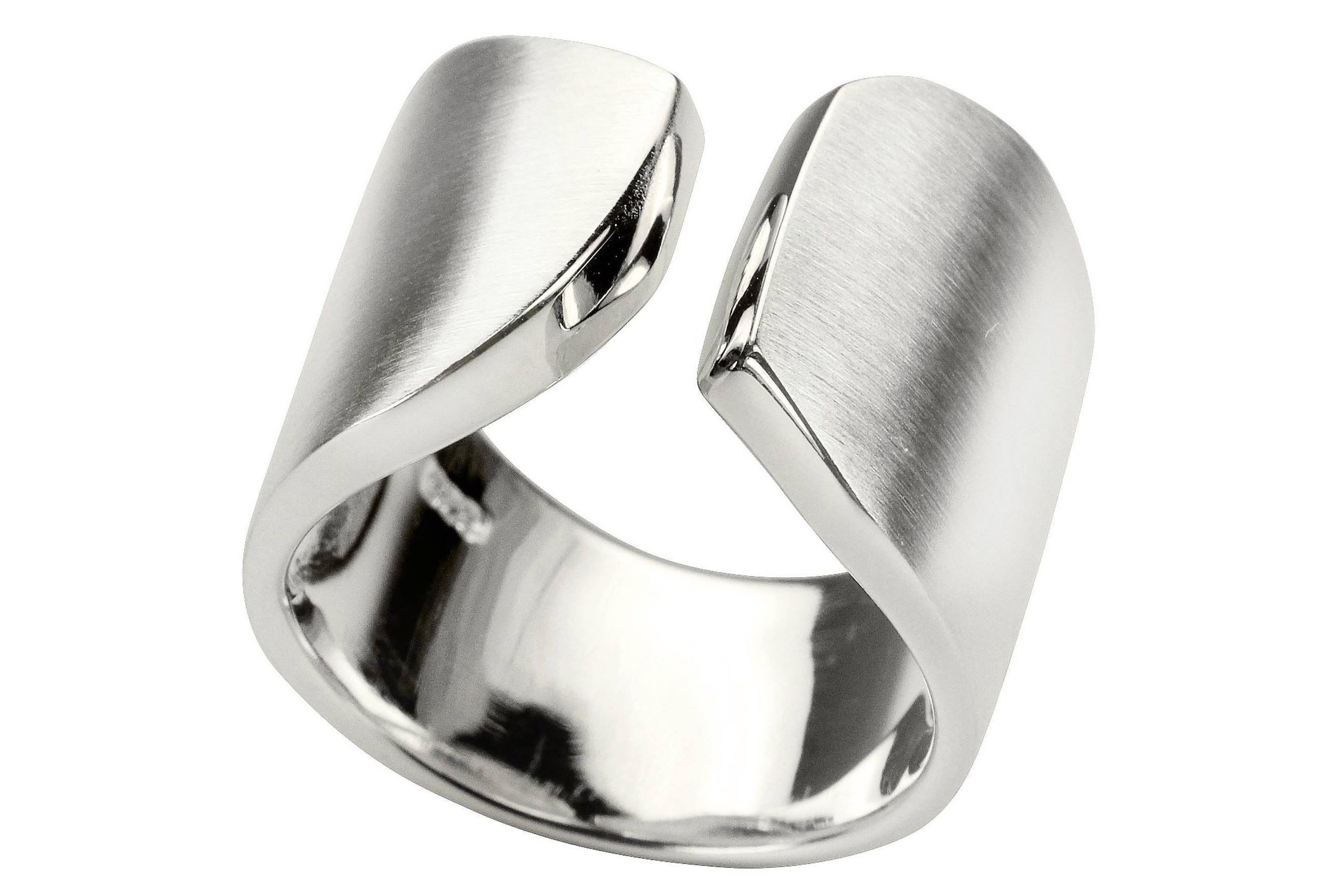 SILBERMOOS Silberring Bandring "Offen und Ehrlich", 925 Sterling Silber