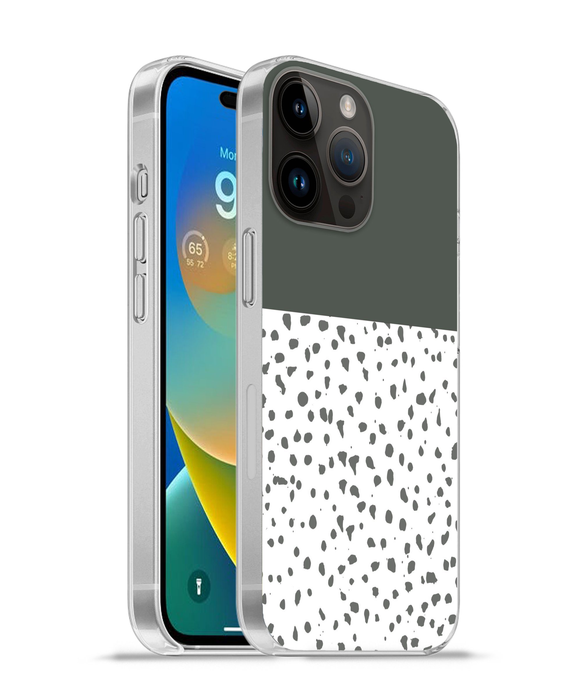 Handyhülle für Apple iPhone 14 Pro Polka dots - Grau - Weiß