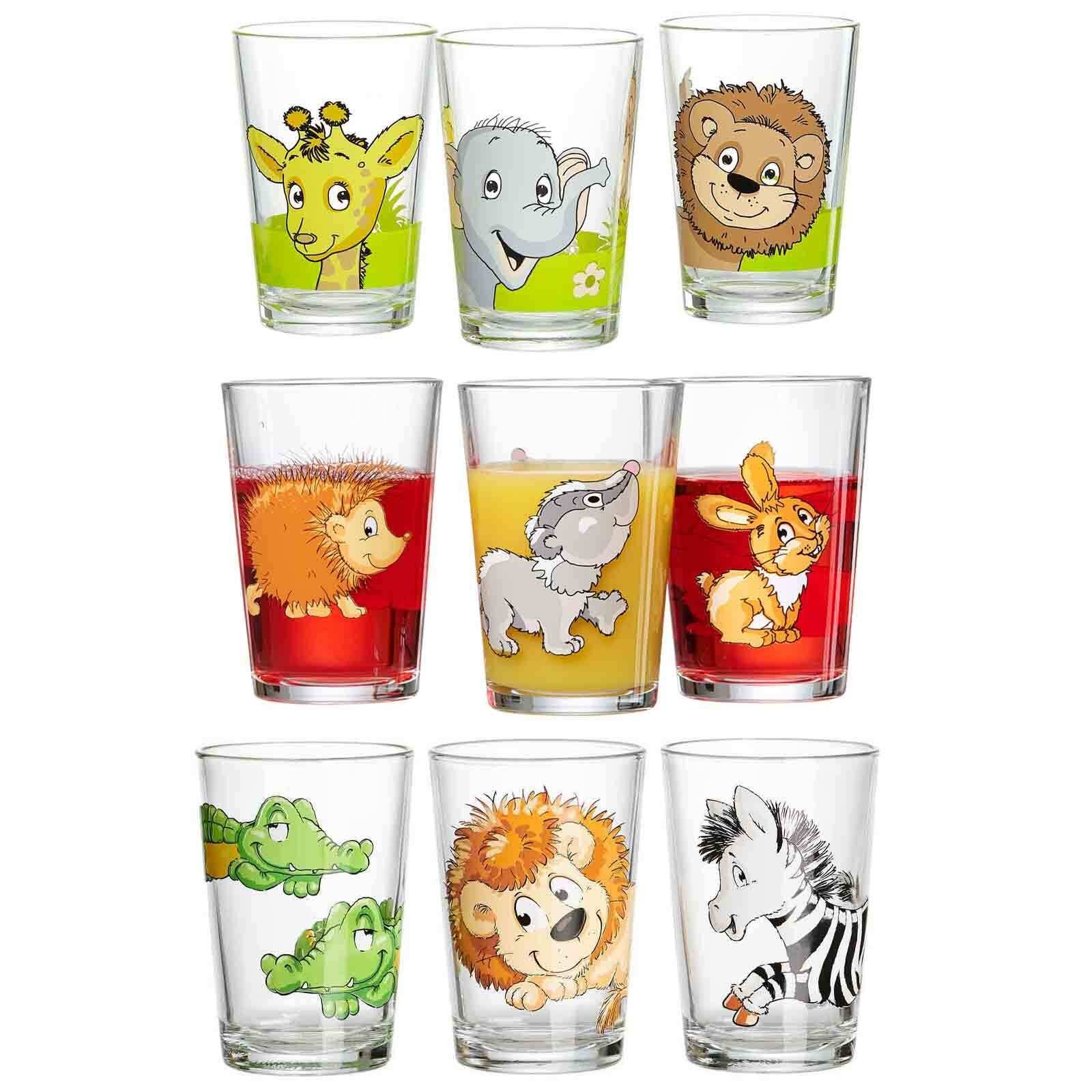 Kinderbecher Dschungel/Wald/Zoo Kindergläser 205 ml 9er Set