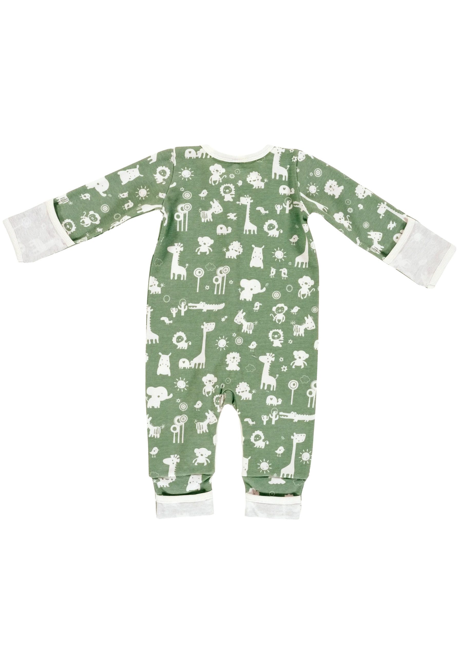 Alvi® Schlafoverall Pyjama mit Klappbündchen Bio-Baumwolle (1-tlg) praktische Druckknöpfe