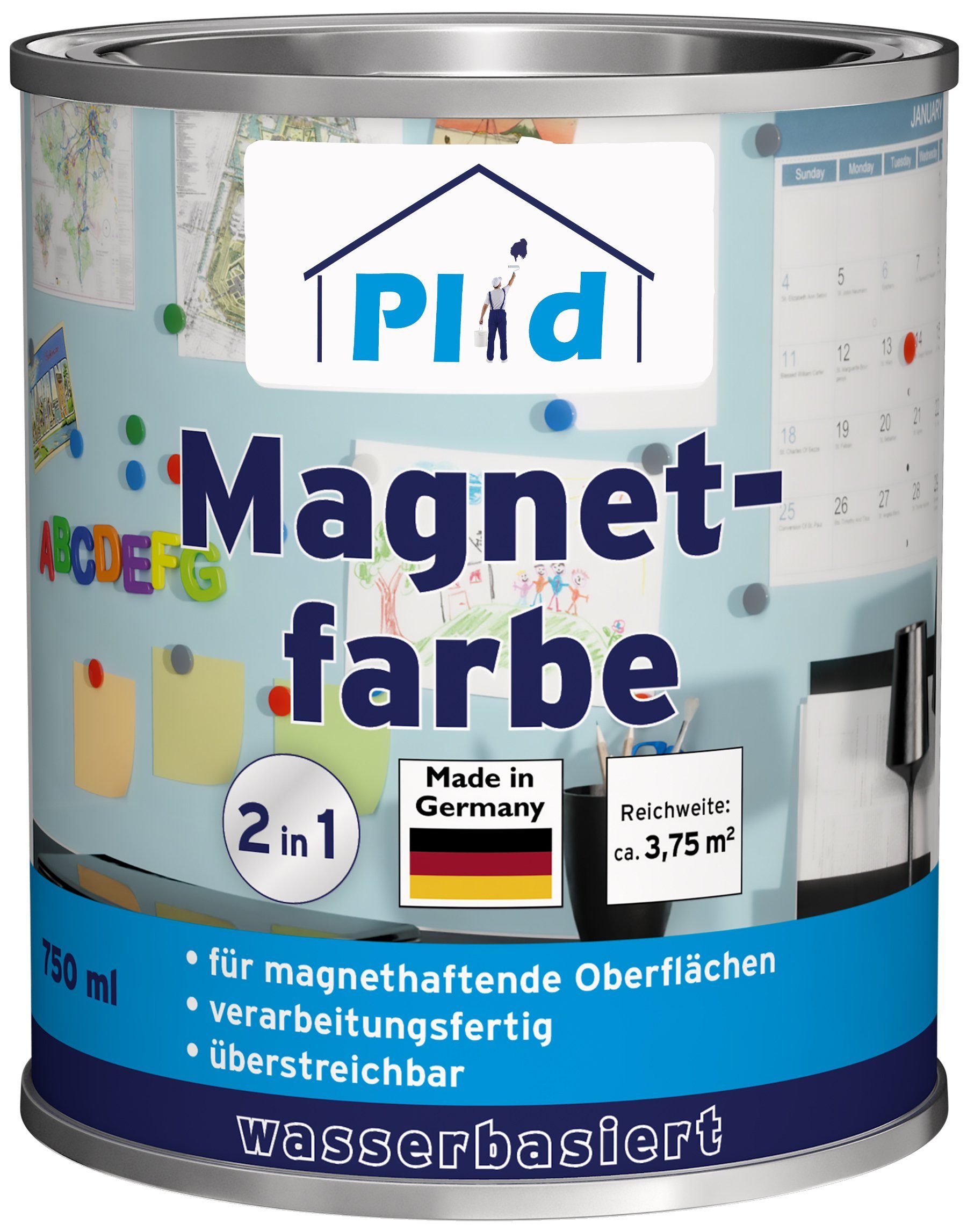 plid Magnetfarbe Premium Magnetfarbe Magnet Magnetlack Magnetwand, Schnelltrocknend, Magnetisch