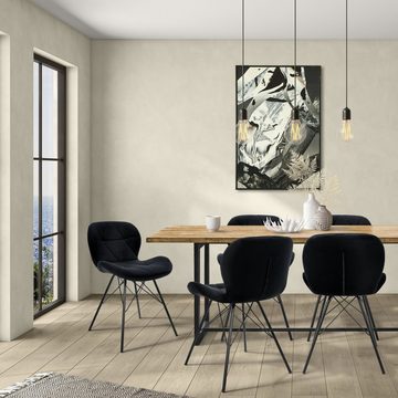 ML-DESIGN Stuhl Esszimmerstuhl Set mit Rückenlehne und Metallbeinen Küchenstühle (2 St), 2er Set Wohnzimmerstuhl Schwarz Polster 48x50x74cm aus Samt