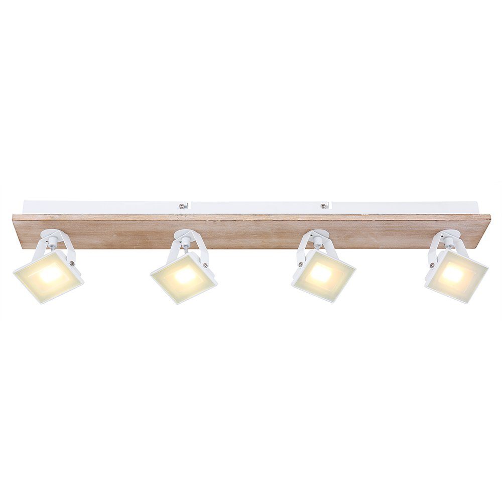 etc-shop LED Deckenspot, LED-Leuchtmittel fest Holz Deckenleuchte braun Deckenlampe Mehrflammig verbaut