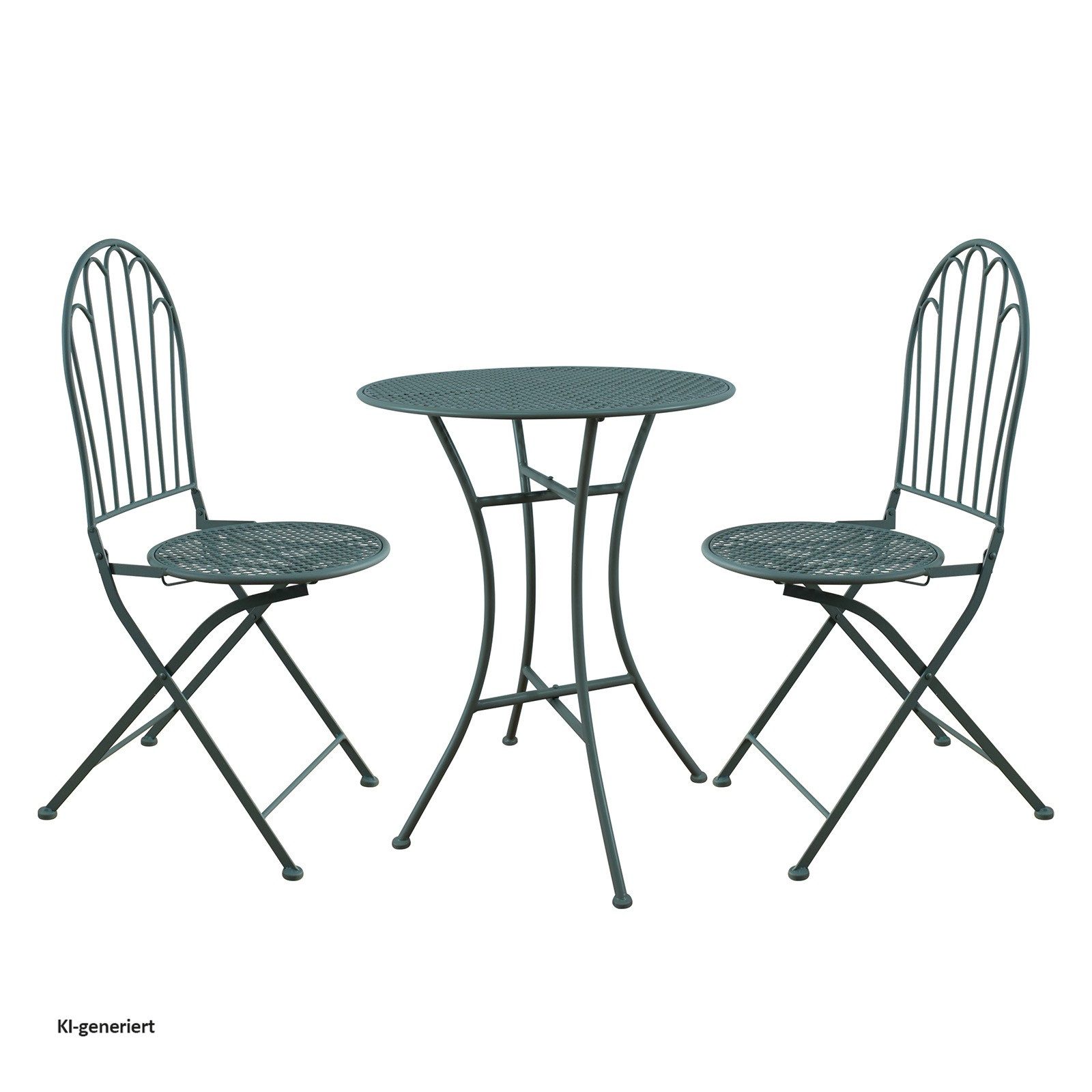 HTI-Living Garten-Essgruppe Bistro Set mit Tisch und 2 Stühlen Ivo Blau Metall für Balkon Terrasse, (Set, 3-tlg., 1 Tisch 2 Stühle), Sitzgruppe Essgruppe Balkon – Bild 2 von 5
