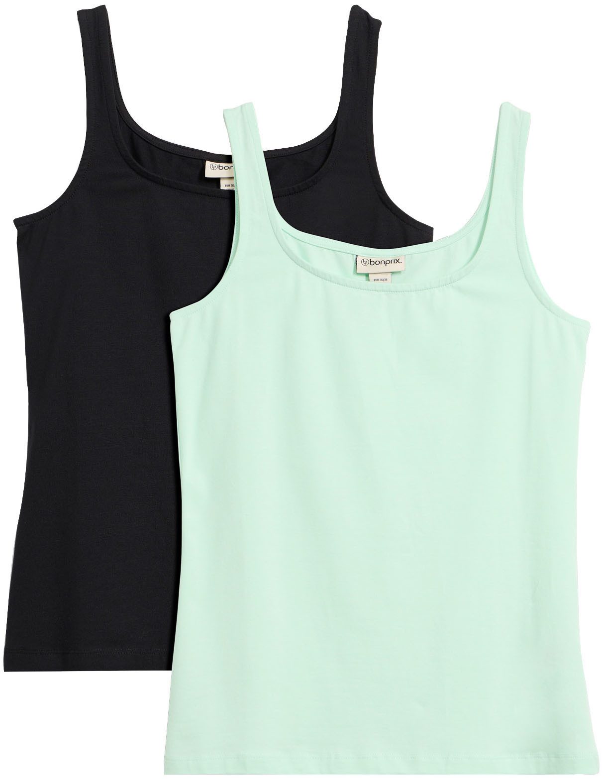 bonprix Tanktop (Packung, 2-tlg) taillierte Passform, mit Carré-Ausschnitt