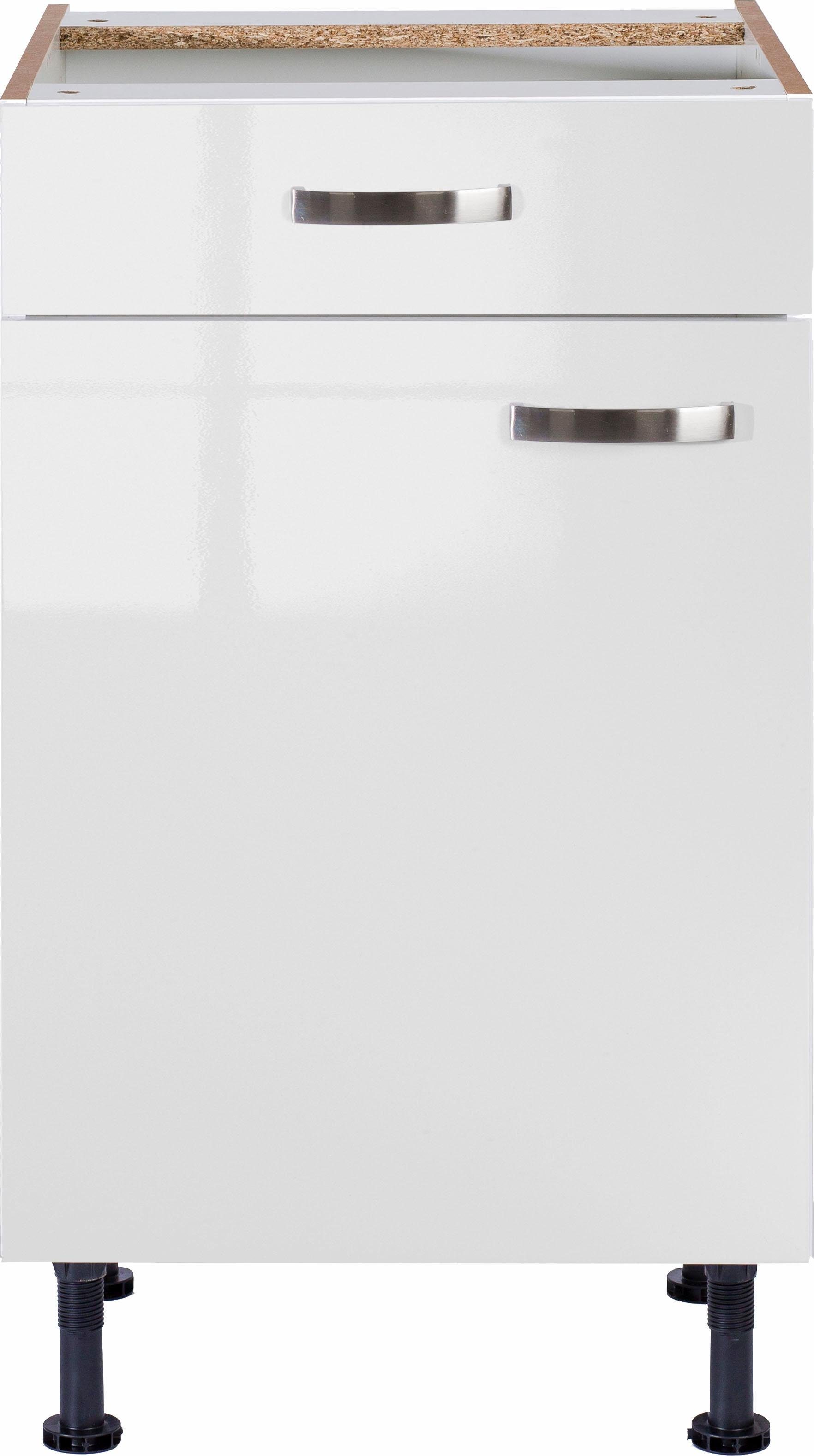 Breite weiß und weiß Cara Soft-Close-Funktion mit Vollauszug 50 | OPTIFIT Glanz/weiß Unterschrank cm,