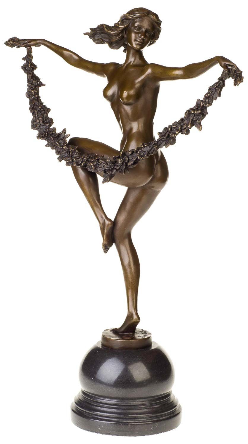 Aubaho Skulptur Bronzeskulptur Tänzerin Blume im Antik-Stil Bronze Figur Statue - 54cm