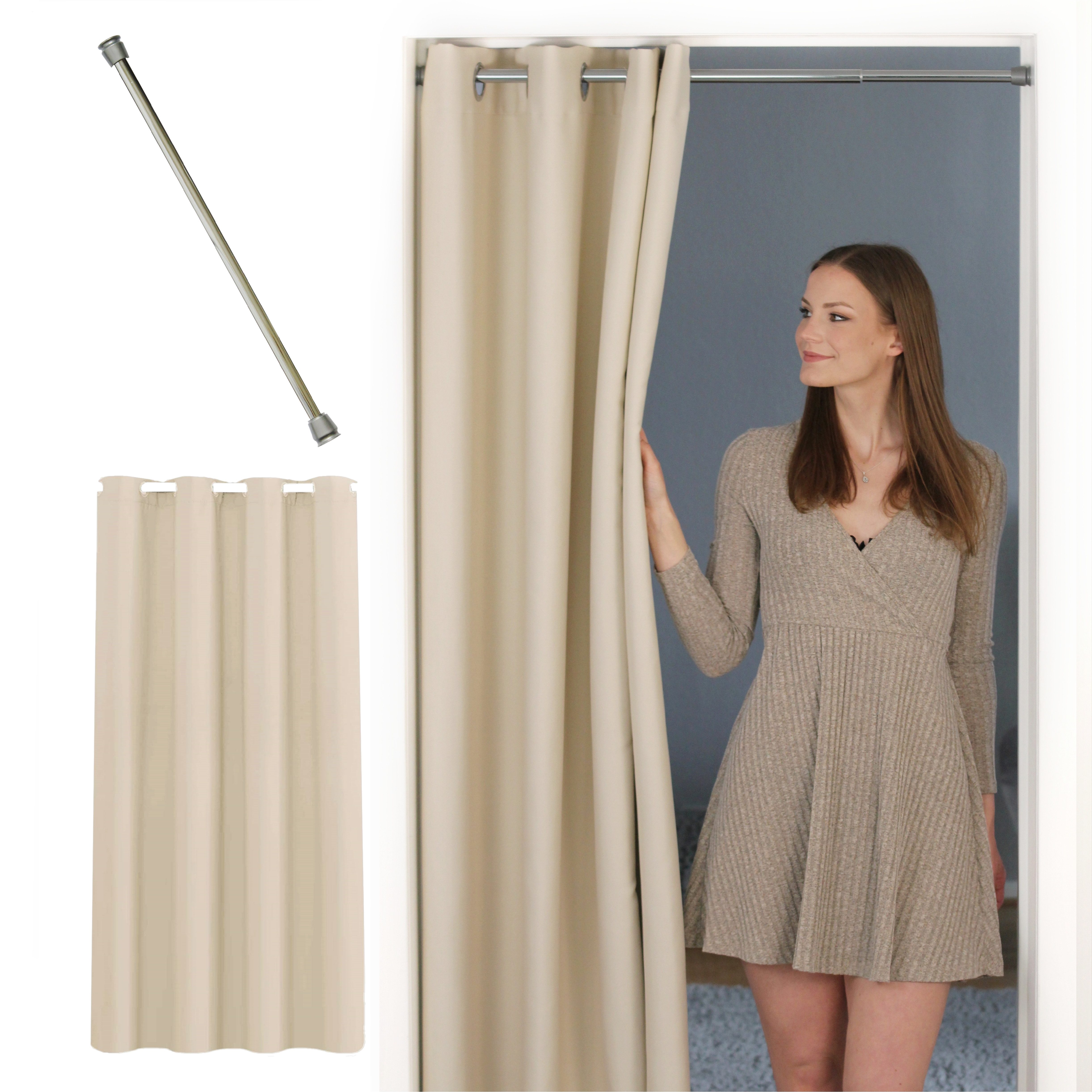tinycurtains Türvorhang mit Stange silber 55-90 günstig online kaufen